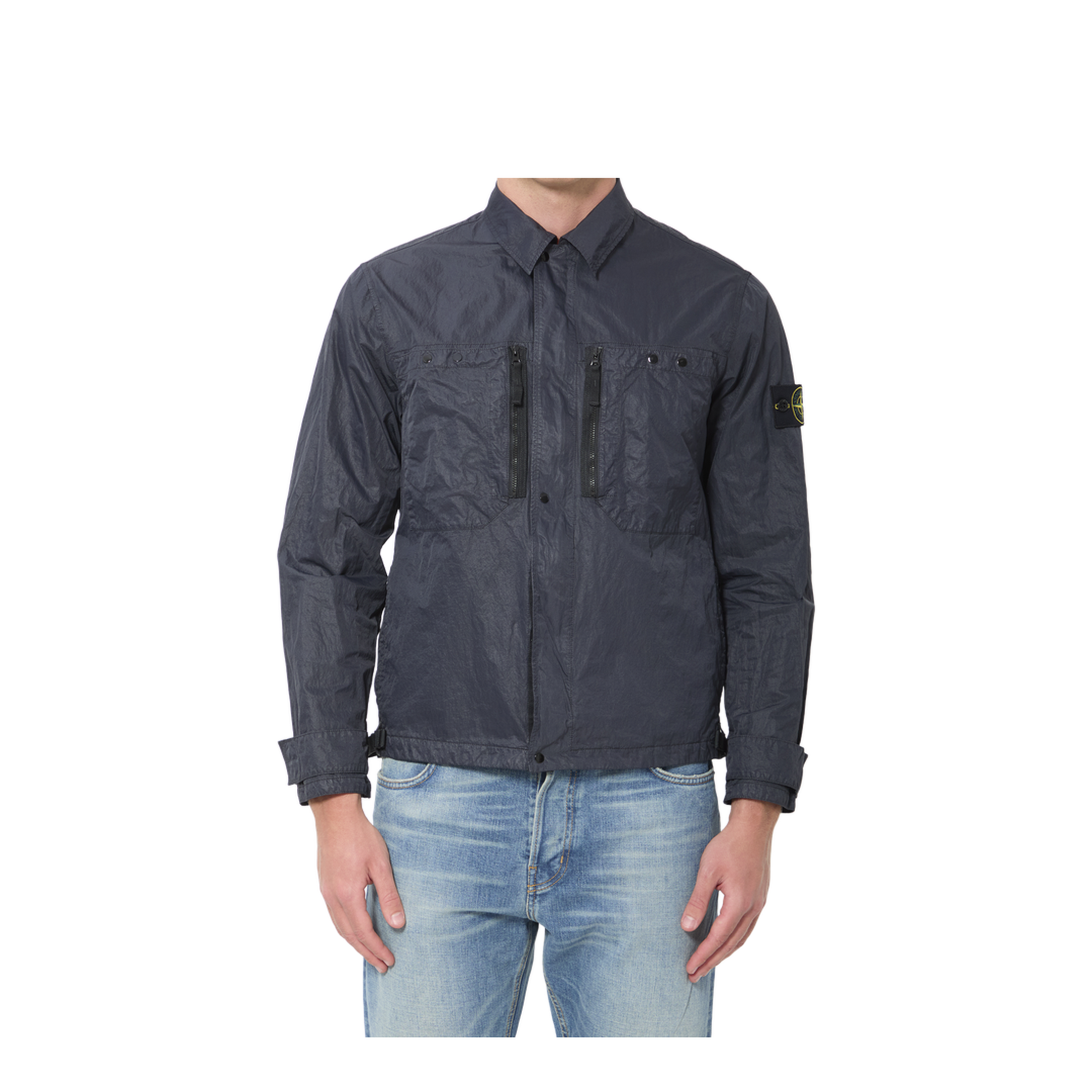 Navy Blue Nylon Overshirt - Image 1