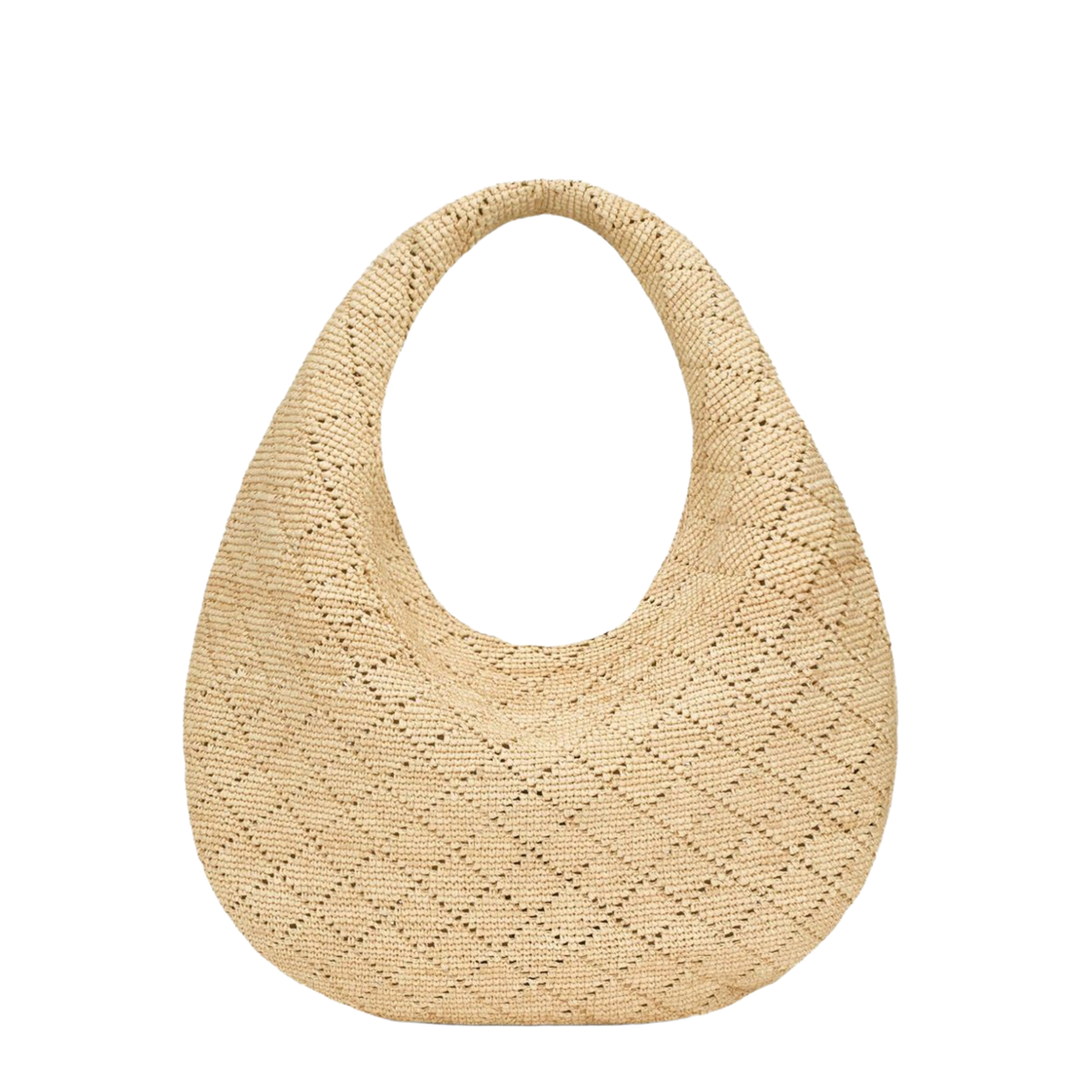 ICARE Diamond-Crocheted Raffia Hobo - Natural - Image 2