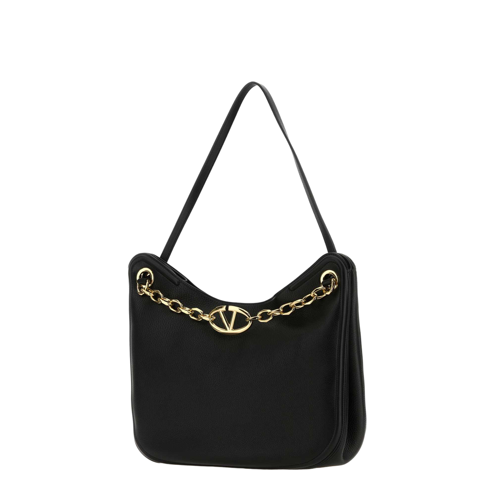 Garavani Black Leather Vlogo Moon Shopping Bag - Image 2