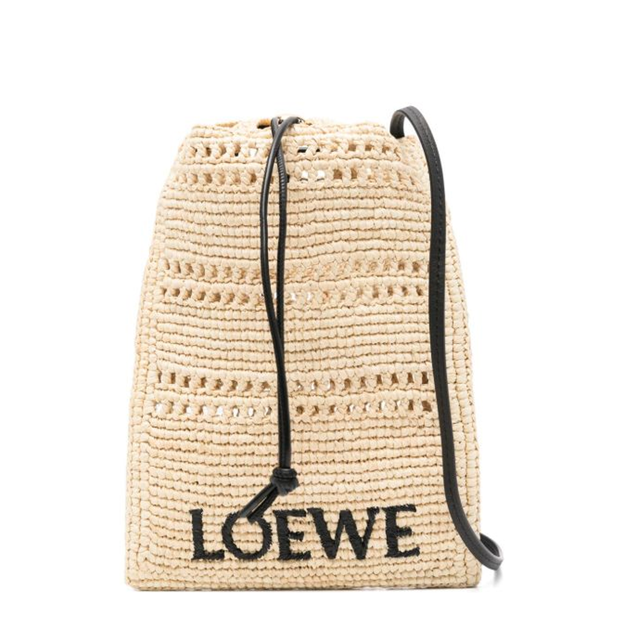 Paula's Ibiza Raffia Crossbody Pouch - Natural/Black - Image 1