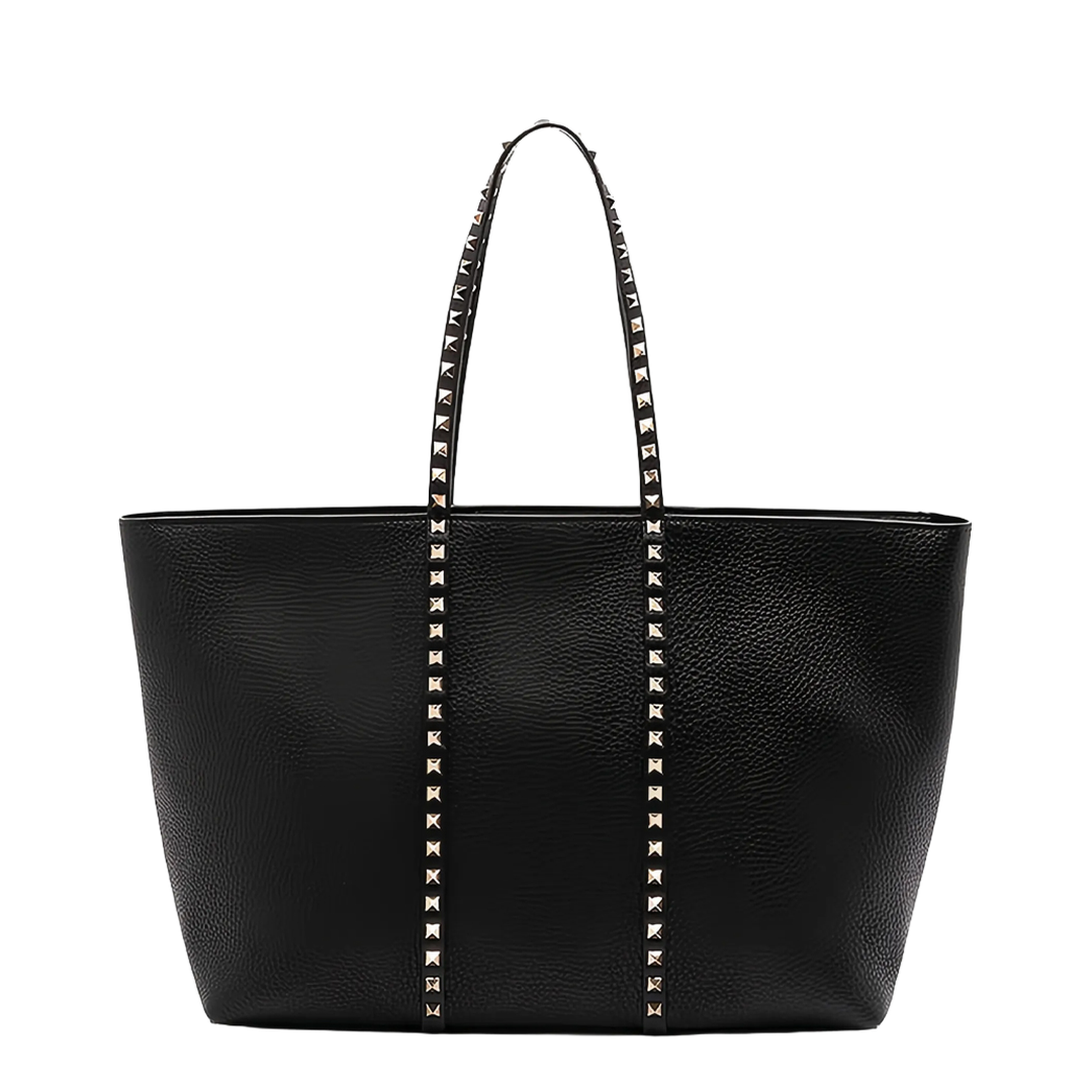 Rockstud Grainy Calfskin Shopping Bag - Black - Image 1