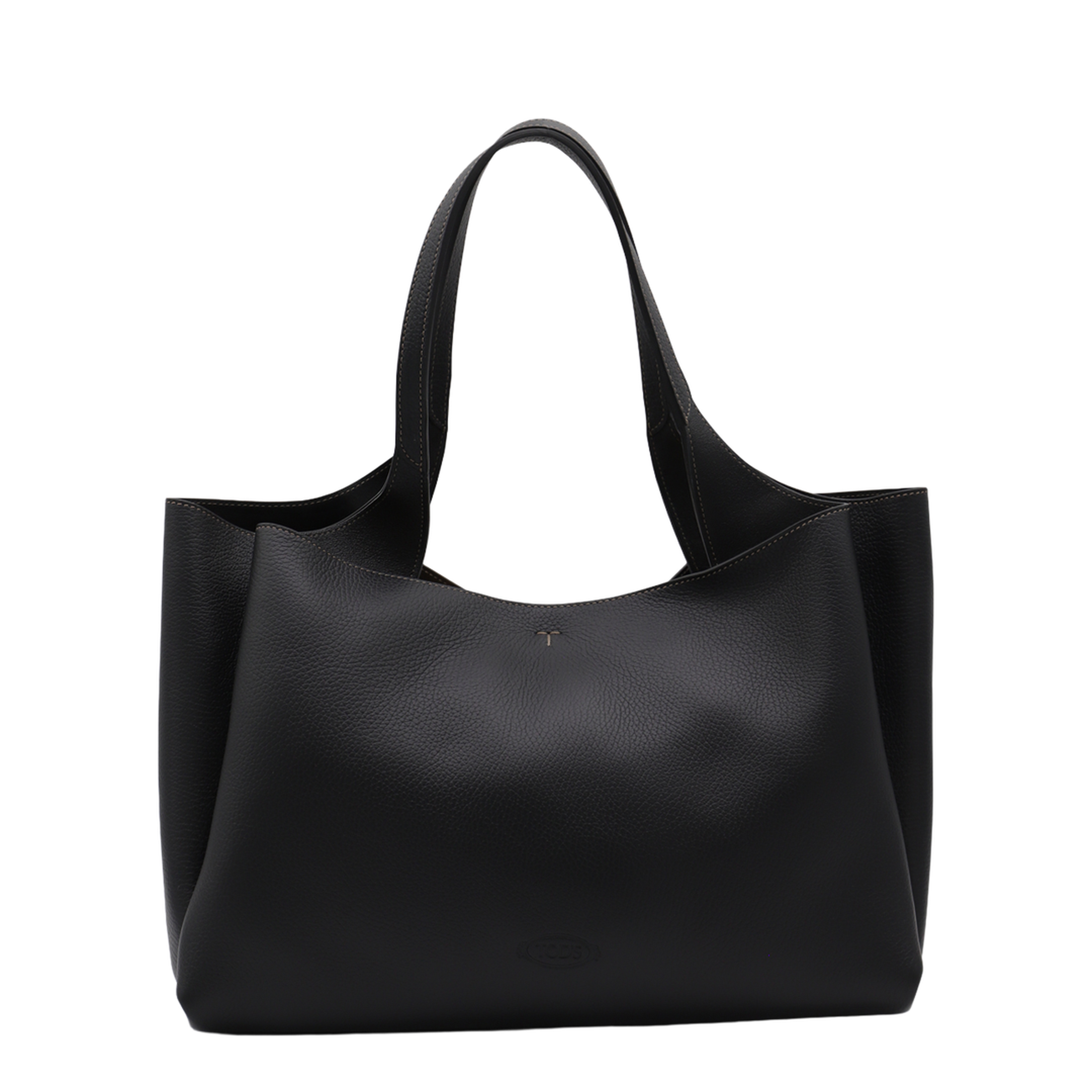 T Timeless Medium Hammered Leather Tote - Black - Image 2