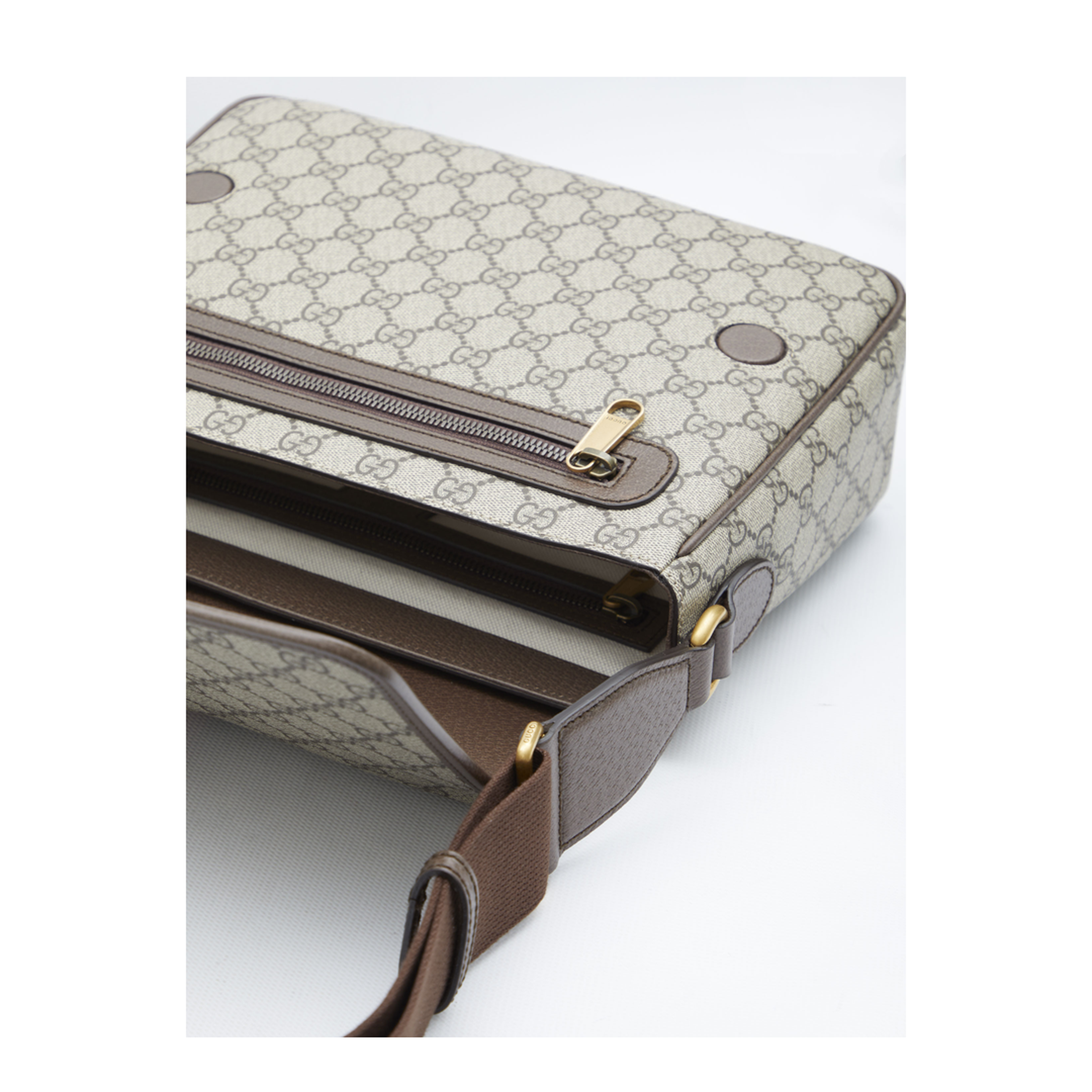 Ophidia Medium Canvas Messenger Bag - Beige/Ebony - Image 4