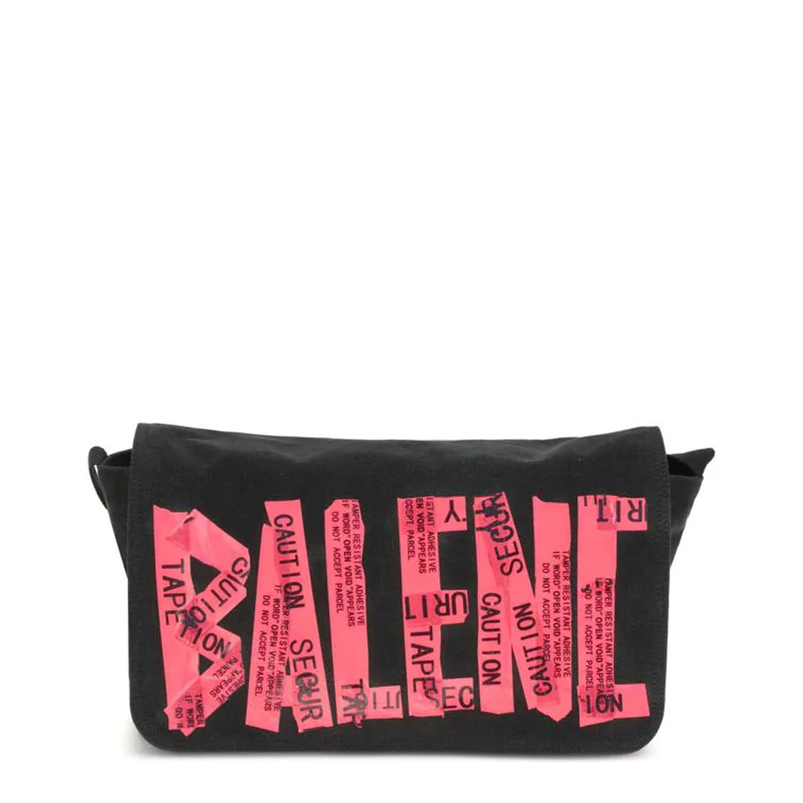 Tape Type Flap Messenger Bag Small in Black/red - Image 1