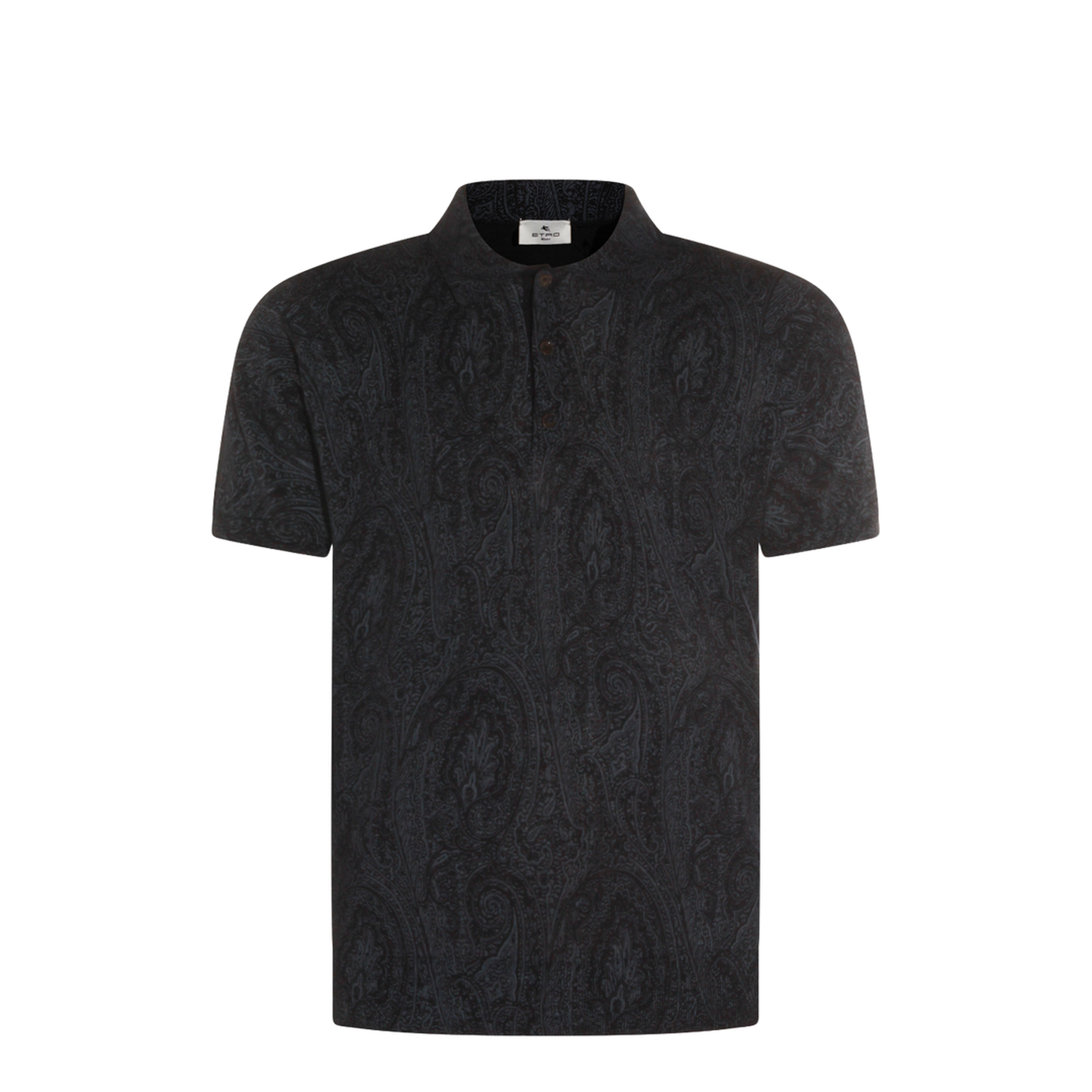 Men's Pattern Polo Shirt Blue - Image 1