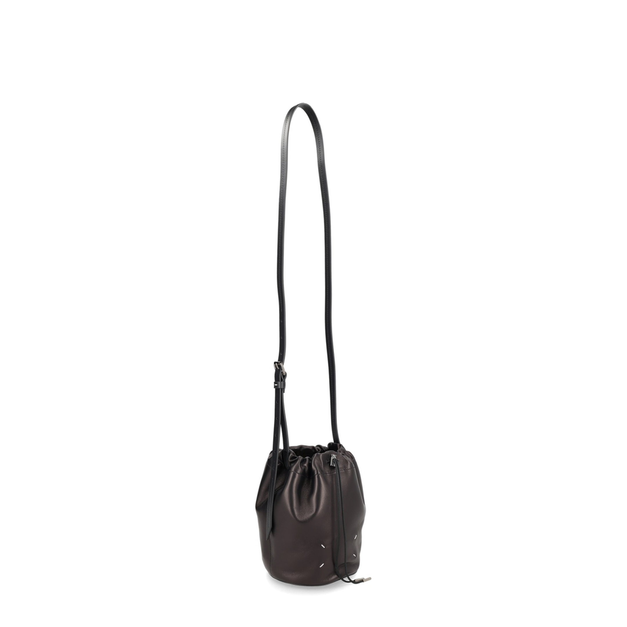 Draw-String Ovine Leather Pouch - Noir - Image 2
