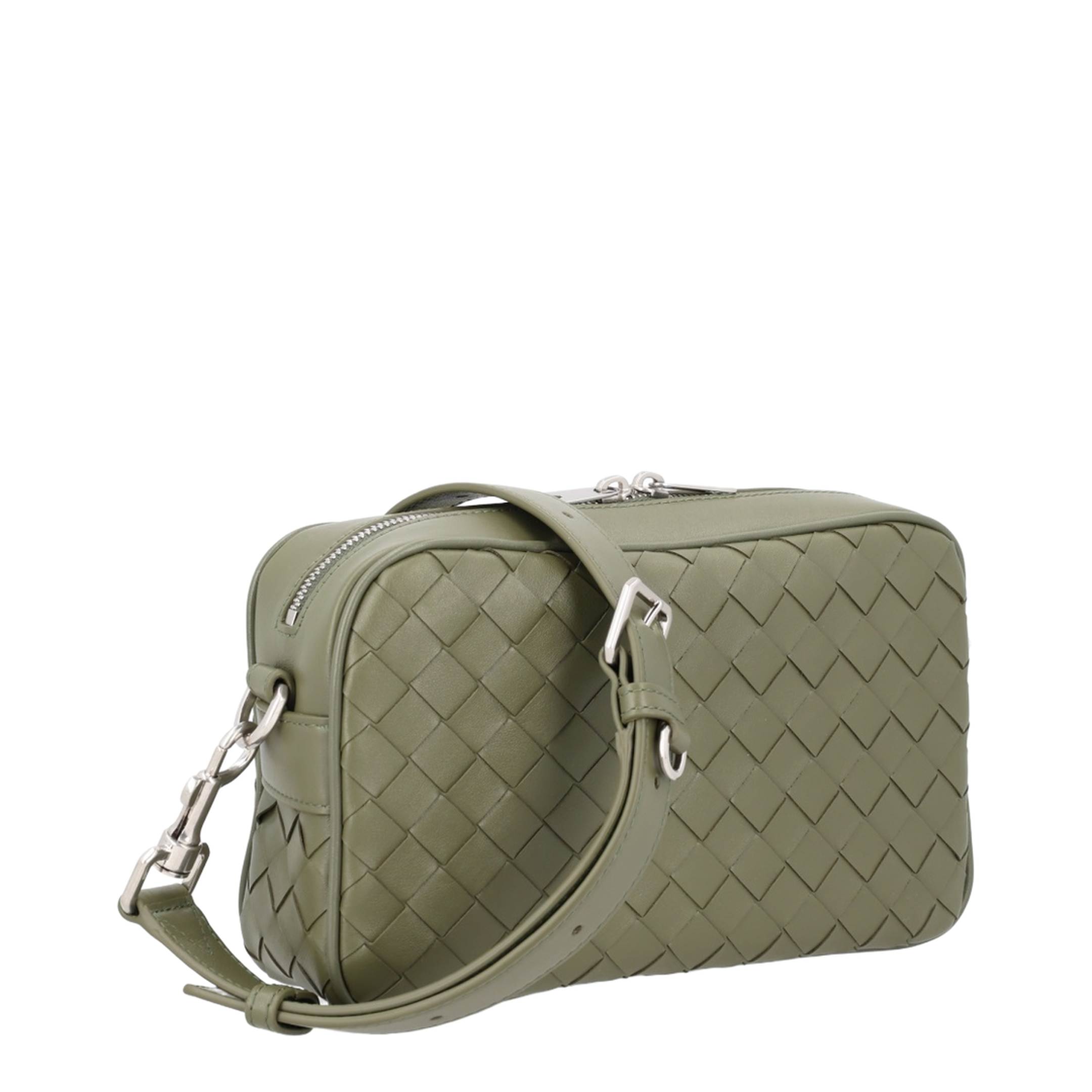 Intrecciato Small Calfskin Camera Bag - Green - Image 2