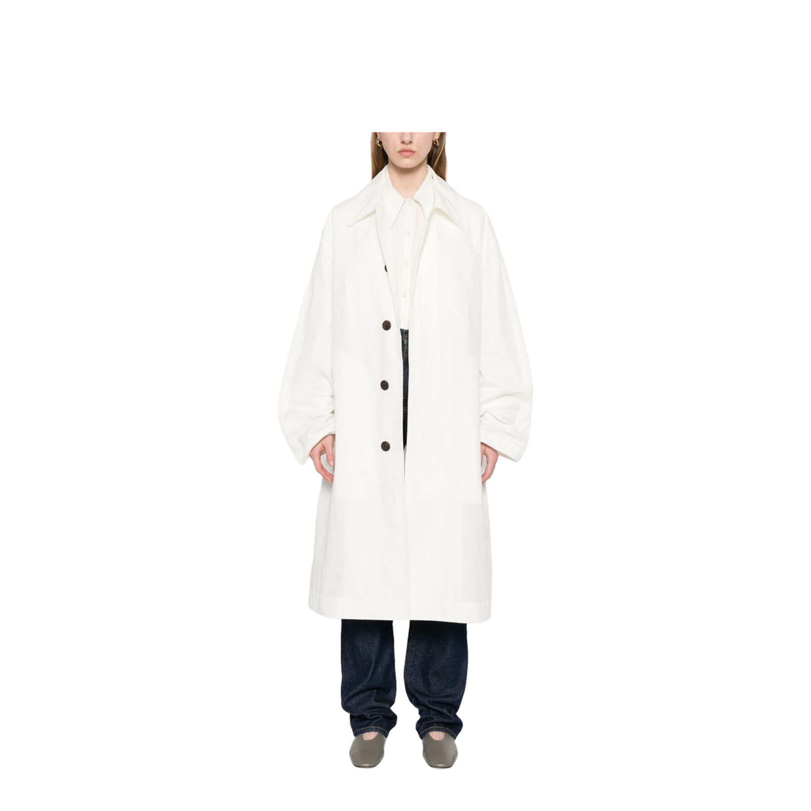 Nylon And Cotton Blend Coat In White - Image 4