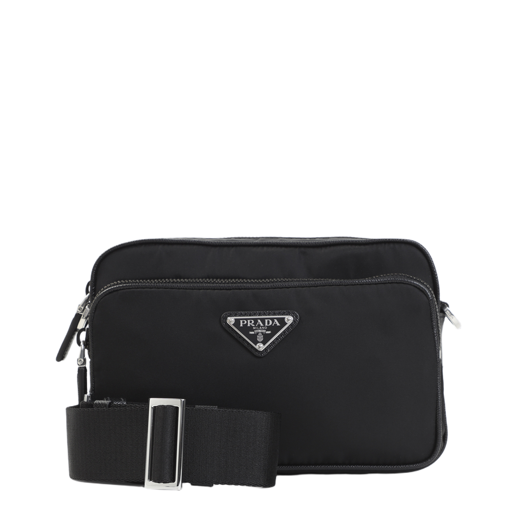 Re-Nylon and Saffiano Leather Messenger Bag - Nero - Image 1