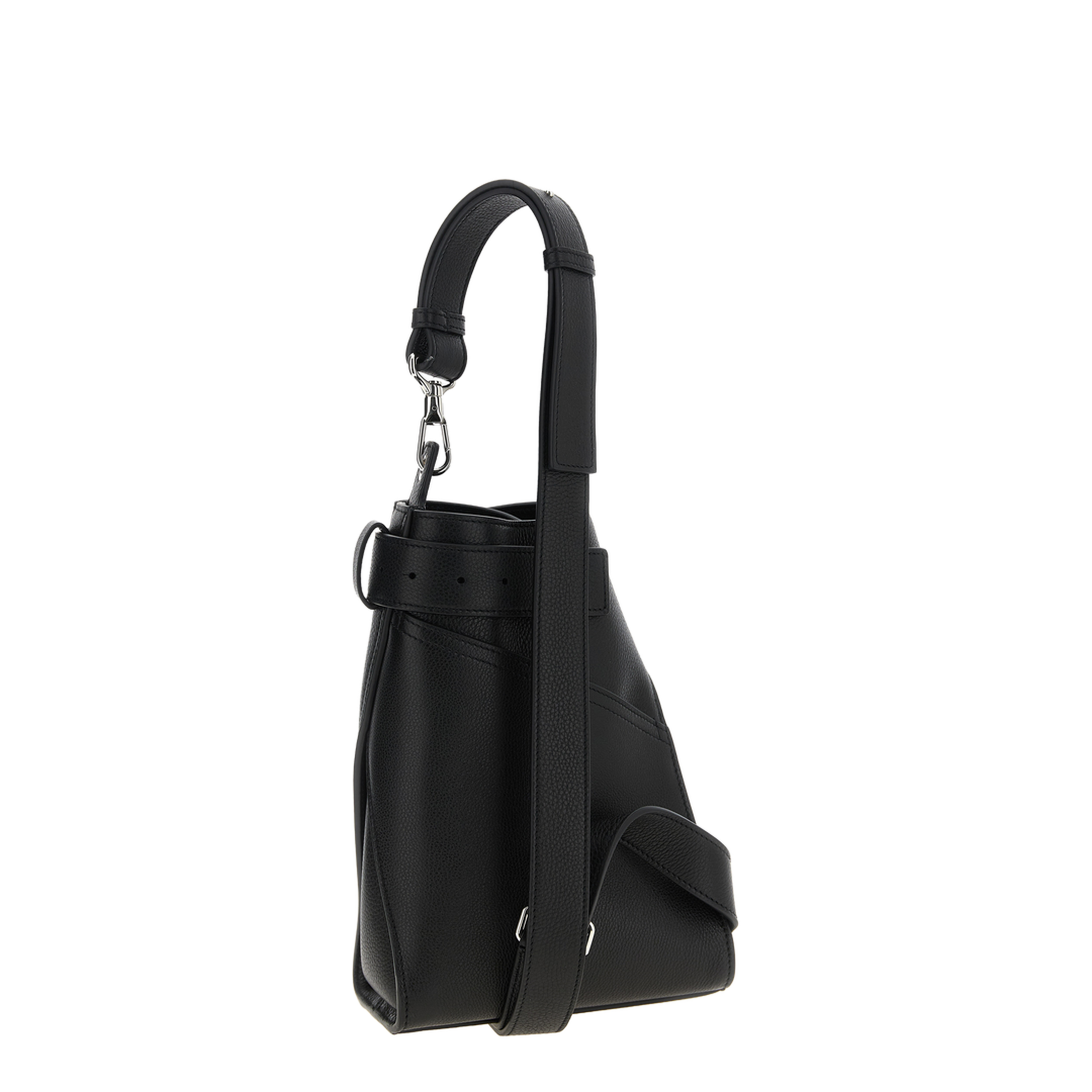 Small Belted Hobo Bag in Grained Leather - Image 3