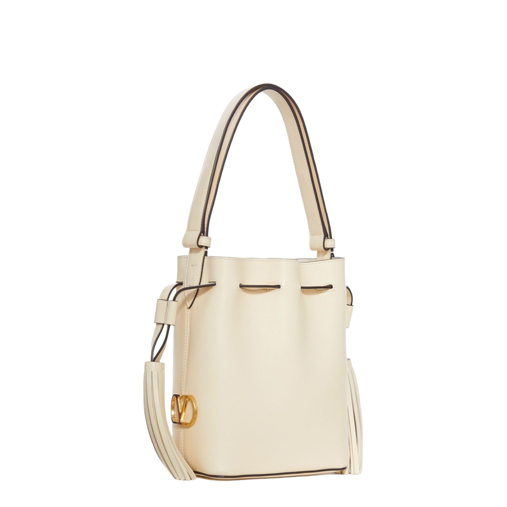 Leather Bucket Bag White - Image 2