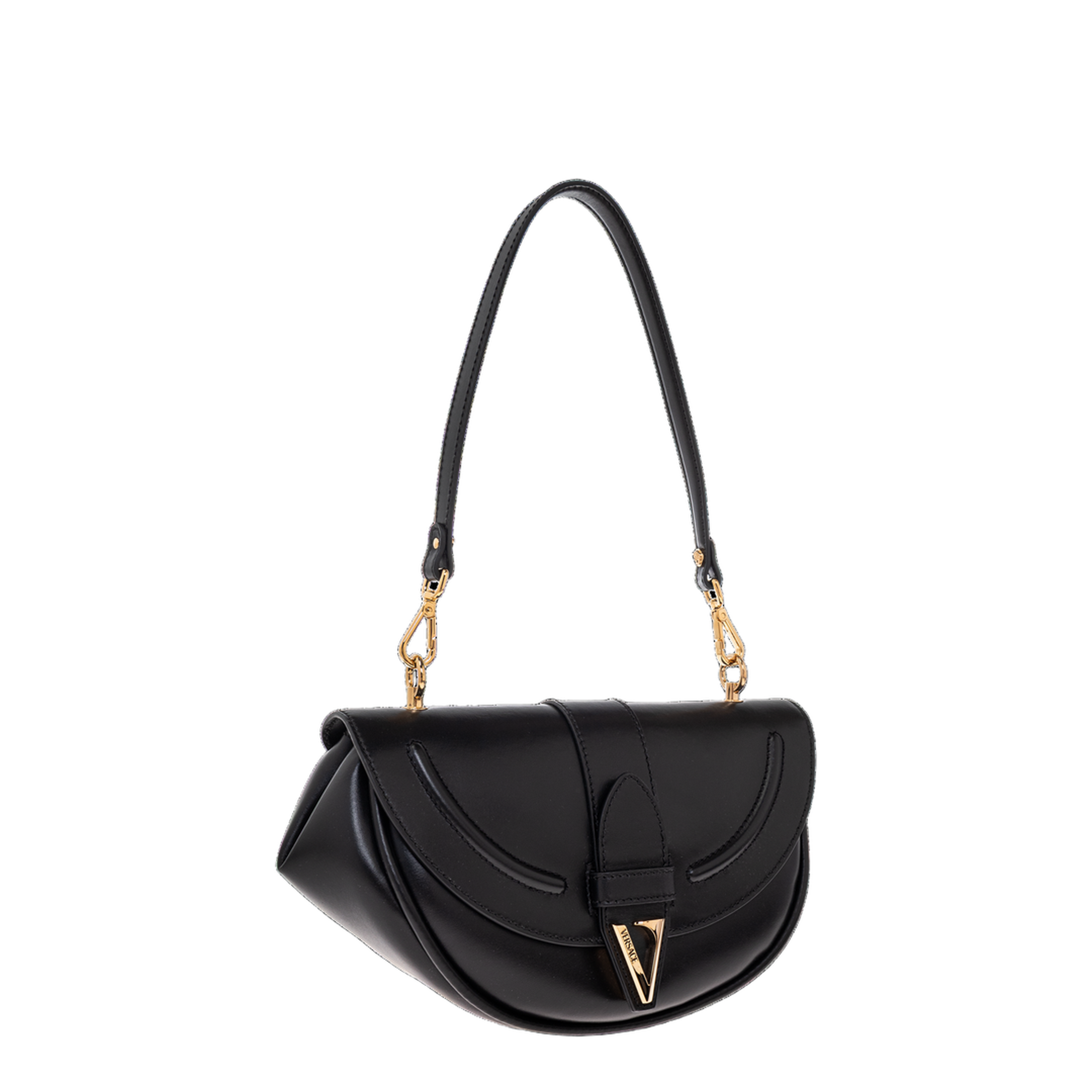 Virtus Calf Leather Shoulder Bag - Black/Gold - Image 4