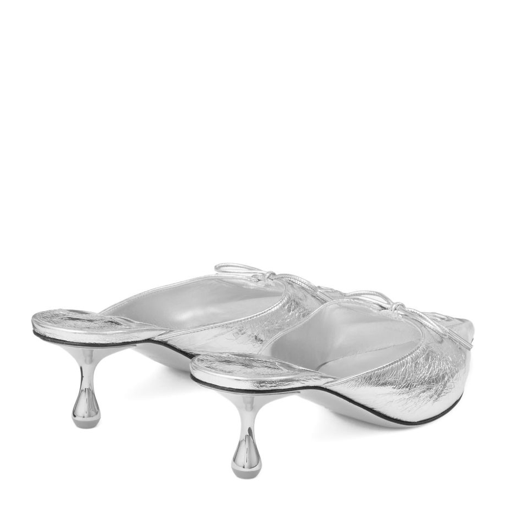 Leather Mules - Silver - Image 4
