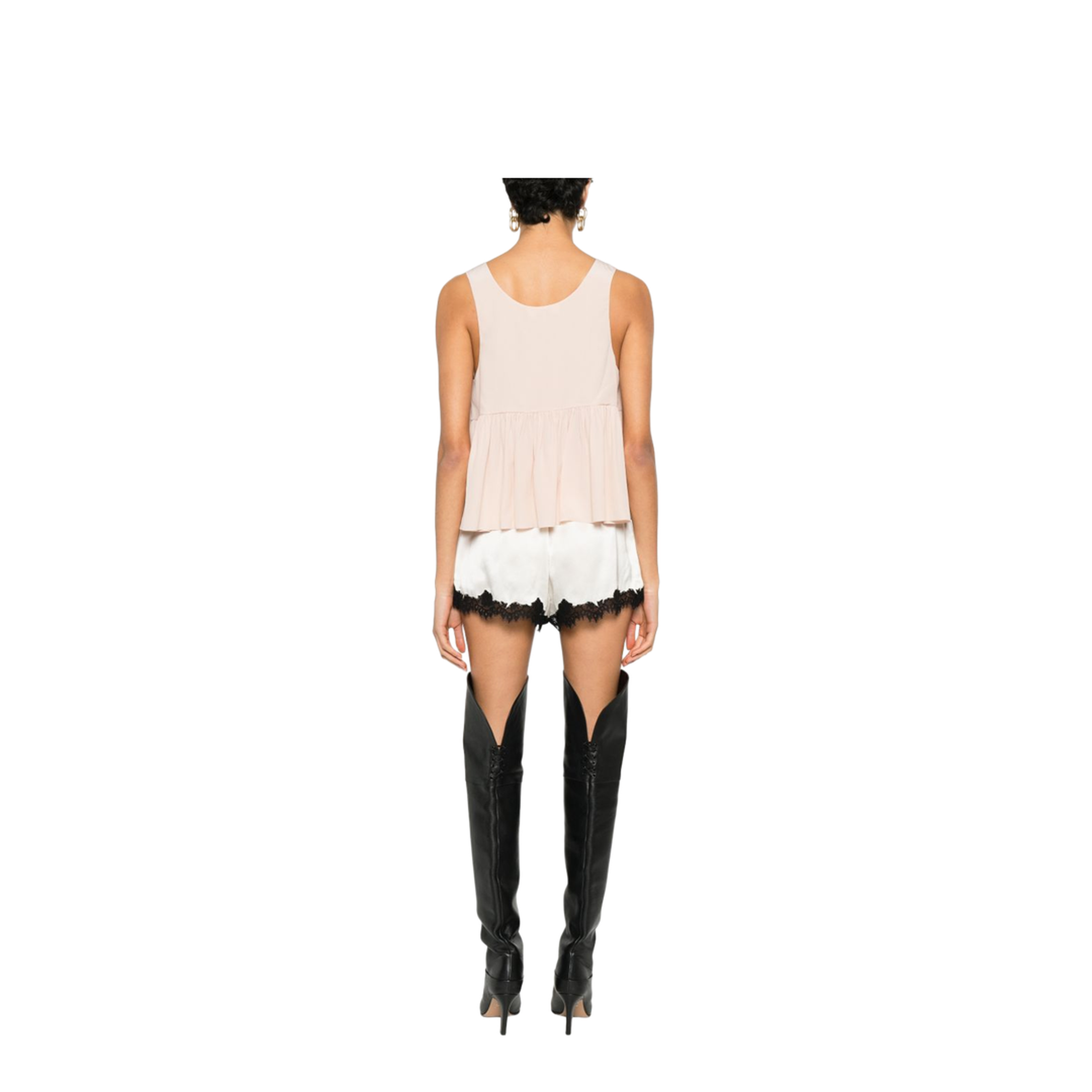 Gathered Sleeveless Top in Crêpe de Chine Pink - Image 5