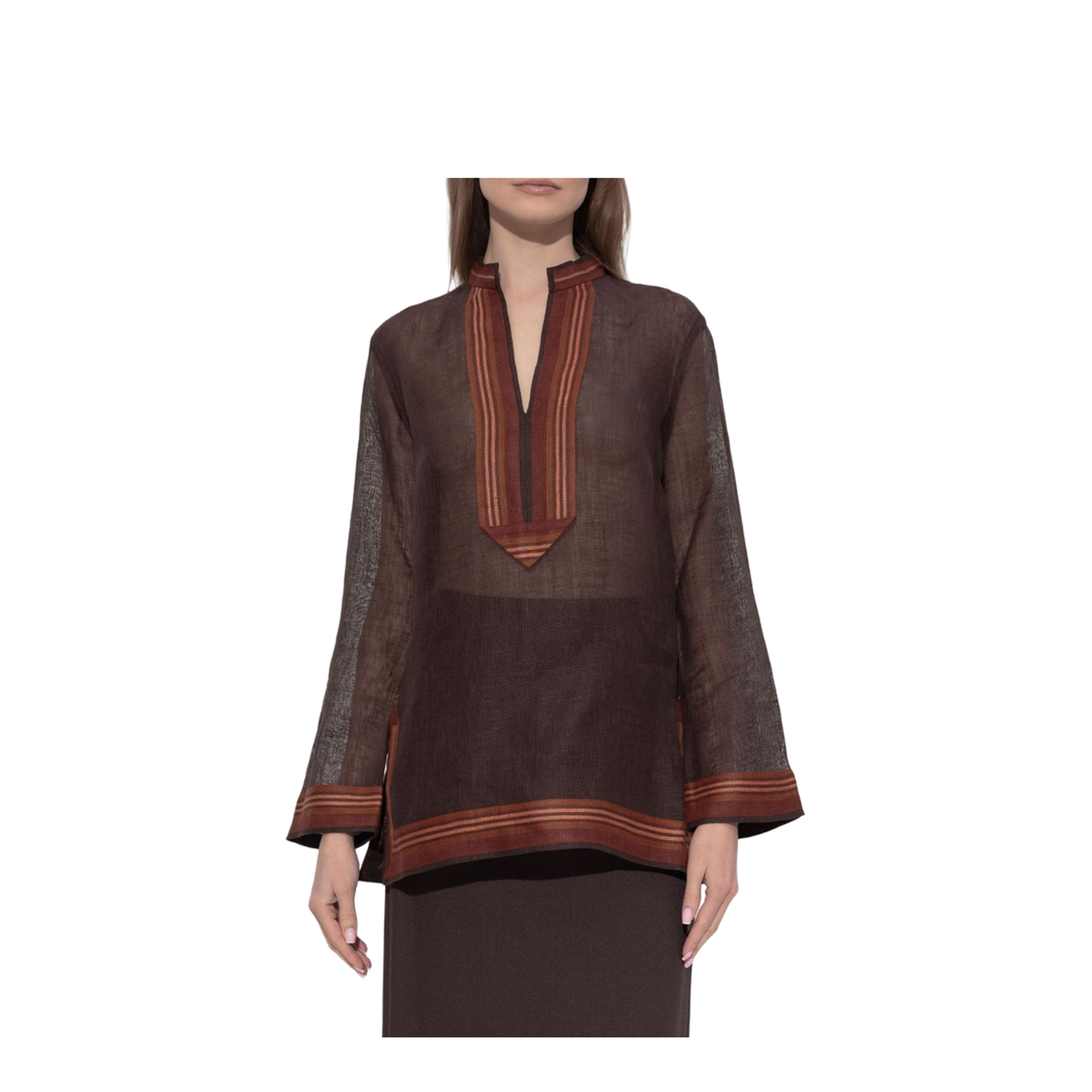 Brown Linen Blouse - Image 2