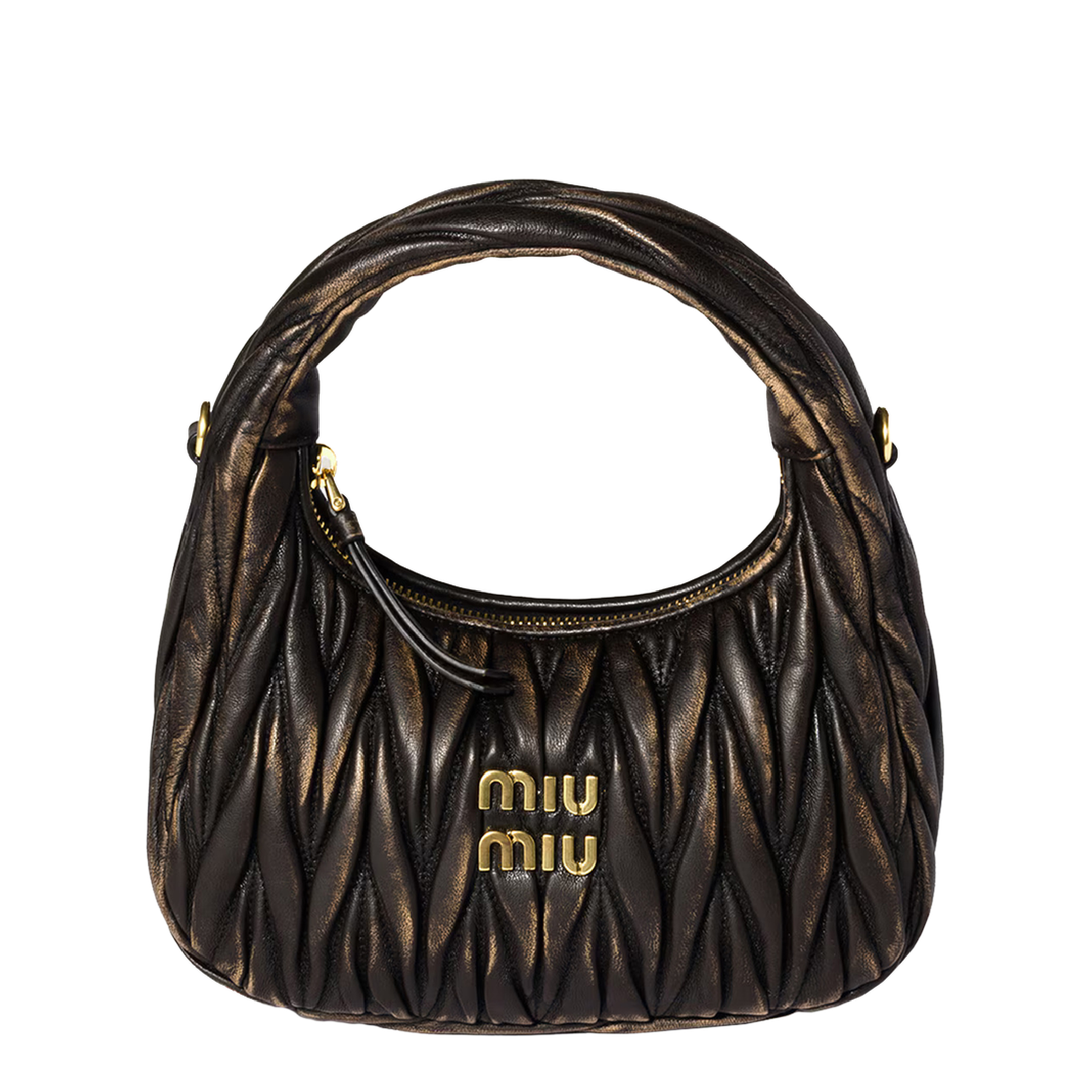 Wander Matelassé Nappa Leather Shoulder Bag - Coffee - Image 1
