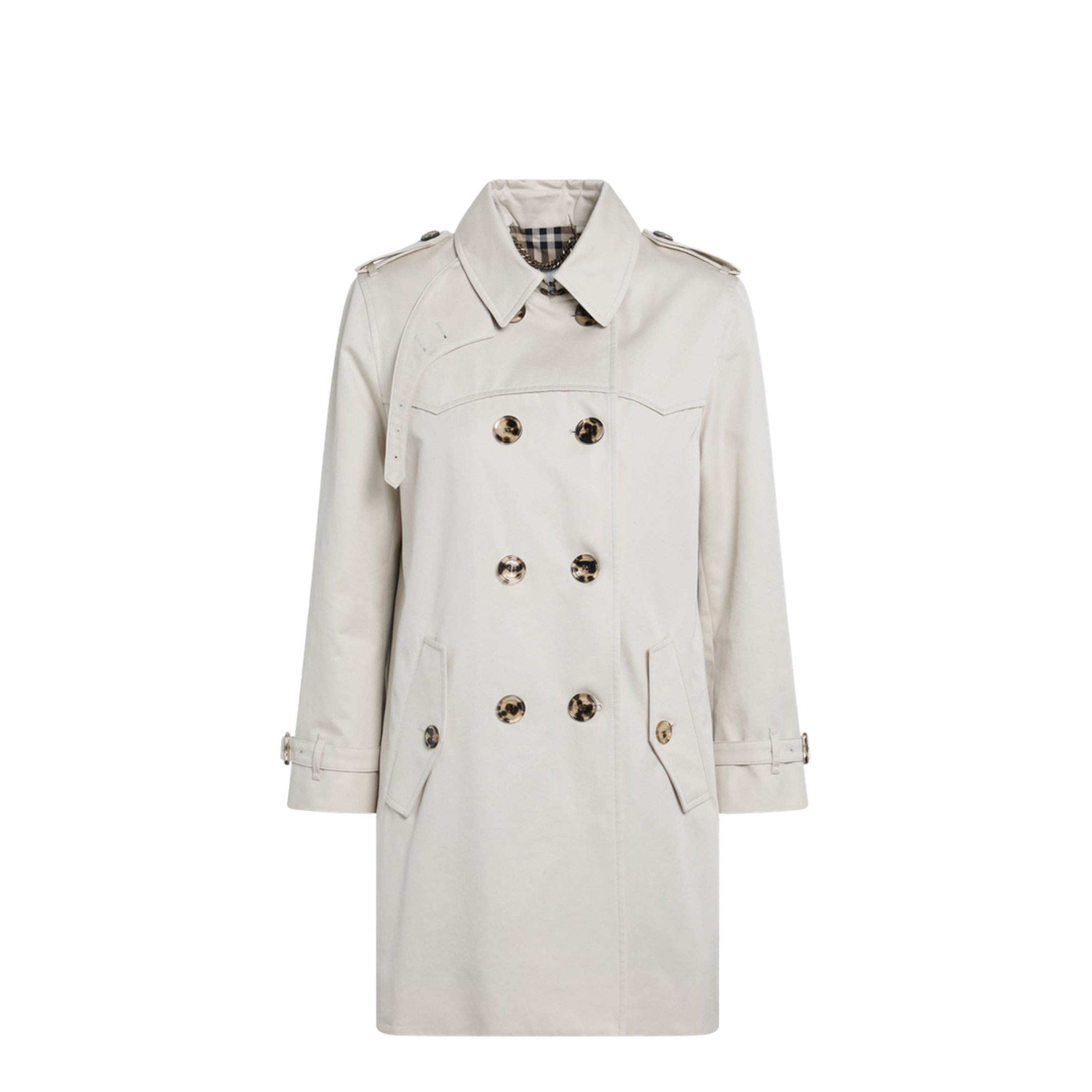Short Summerside Trench Coat In Cotton Gabardine Beige - Image 1