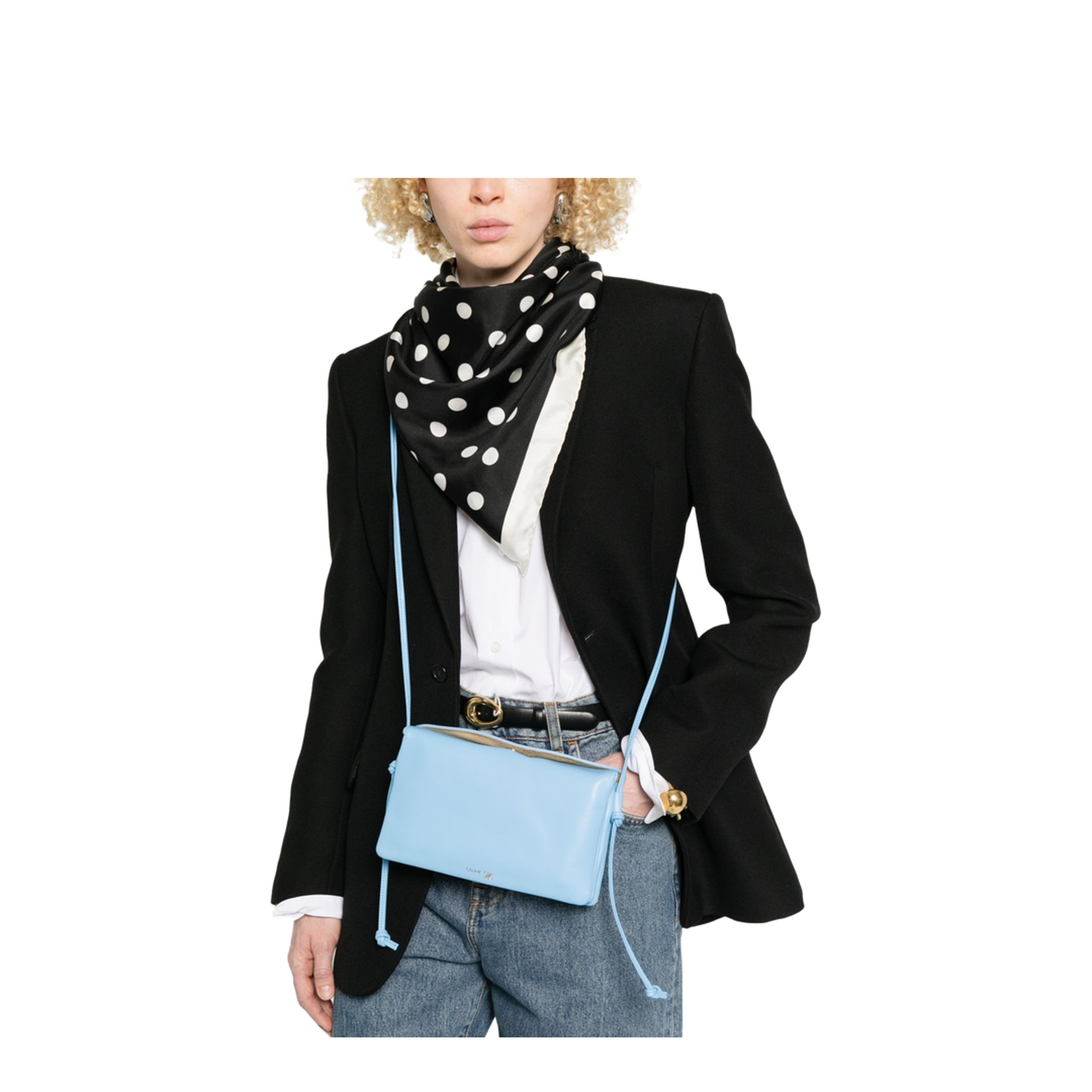 Trio Flap Mini Lambskin Crossbody Bag - Teal Blue - Image 2