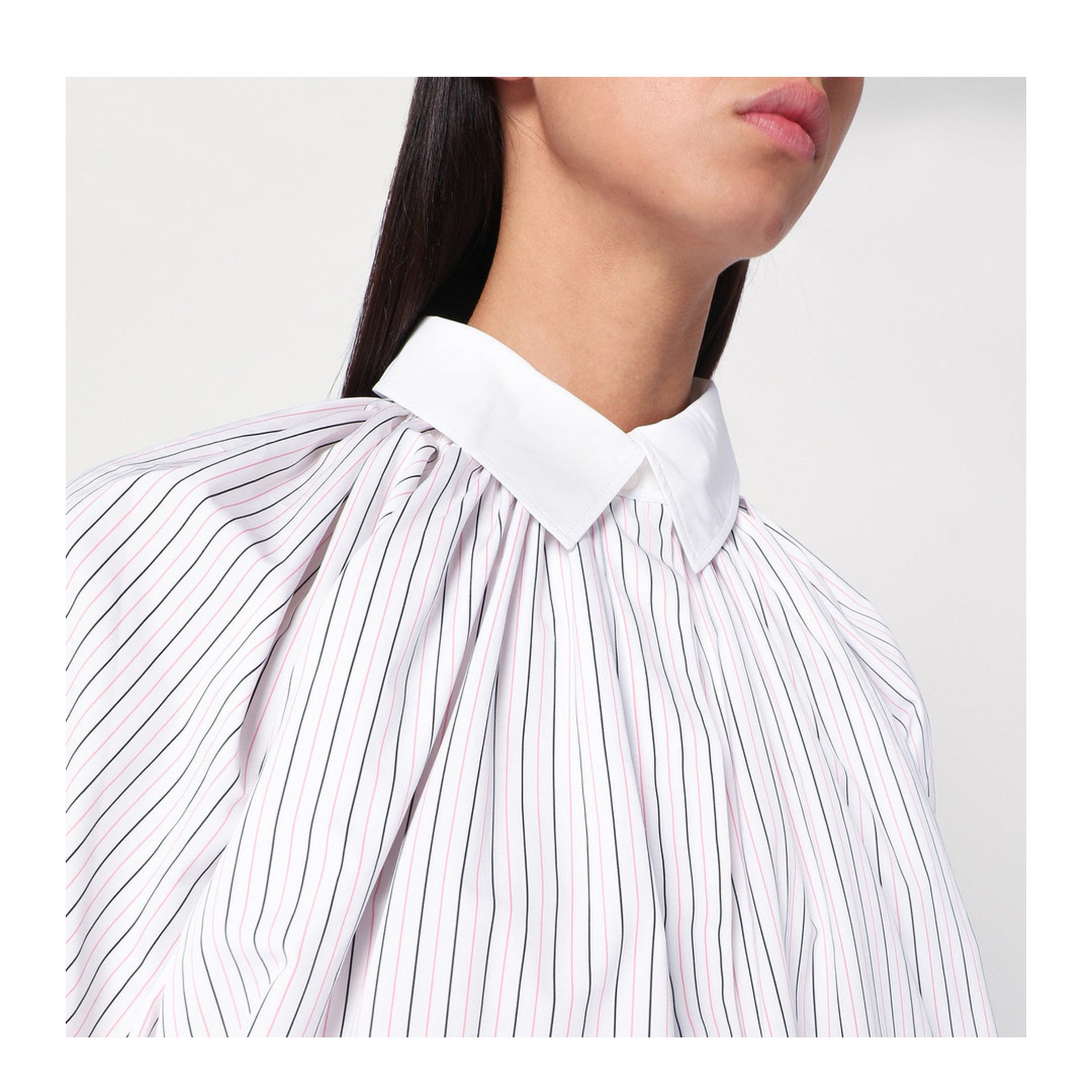 Striped Balloon-Sleeve Shirt - Image 2