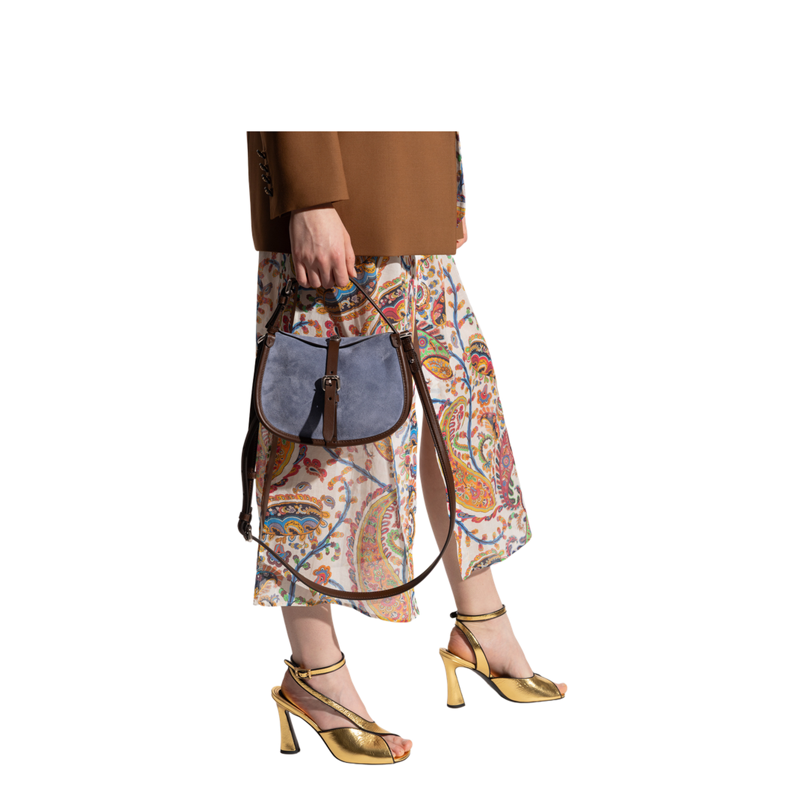 Pony Small Calf Suede Shoulder Bag - Blue (Light Blue) - Image 2