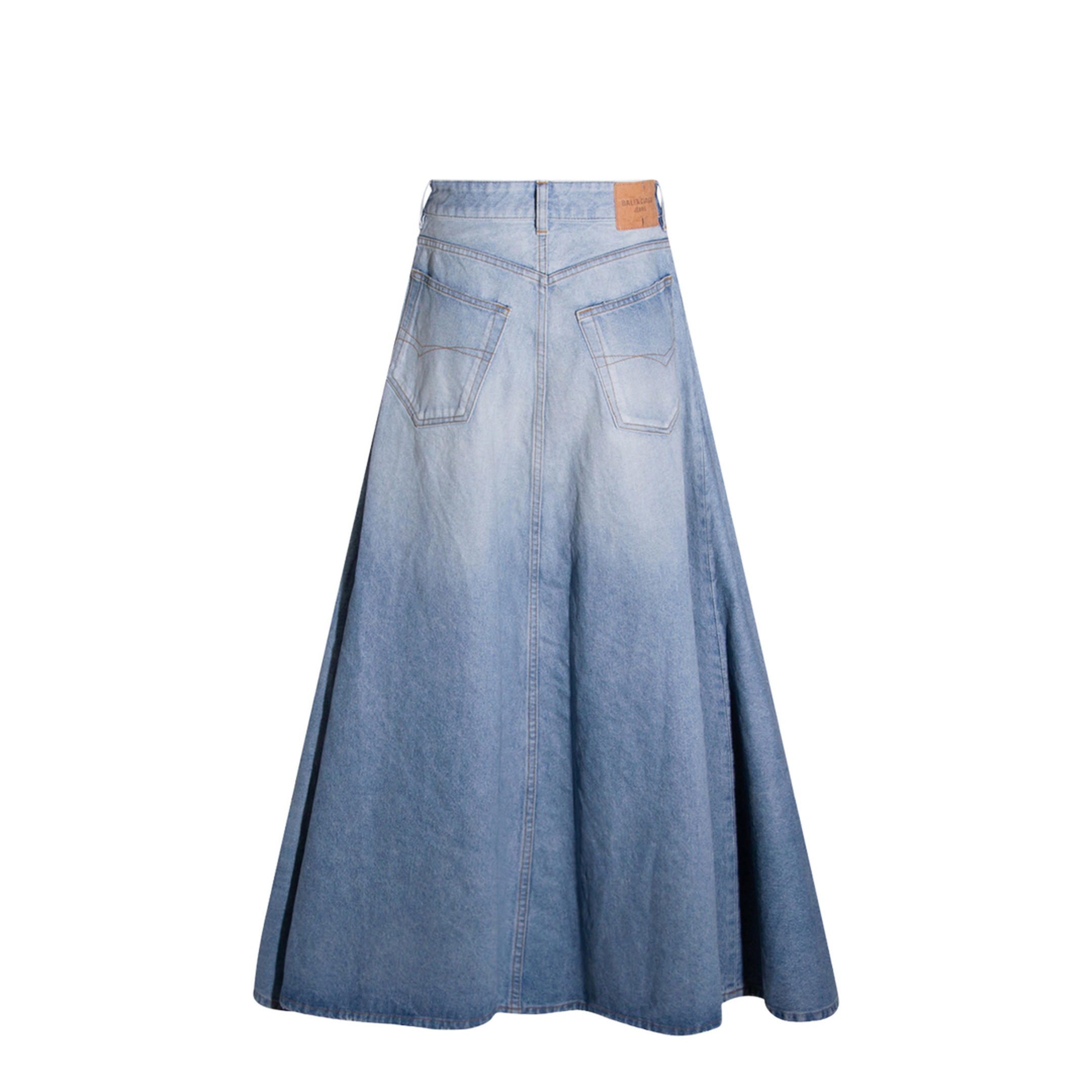 Godet Maxi Skirt in Dirty Light Blue - Image 3