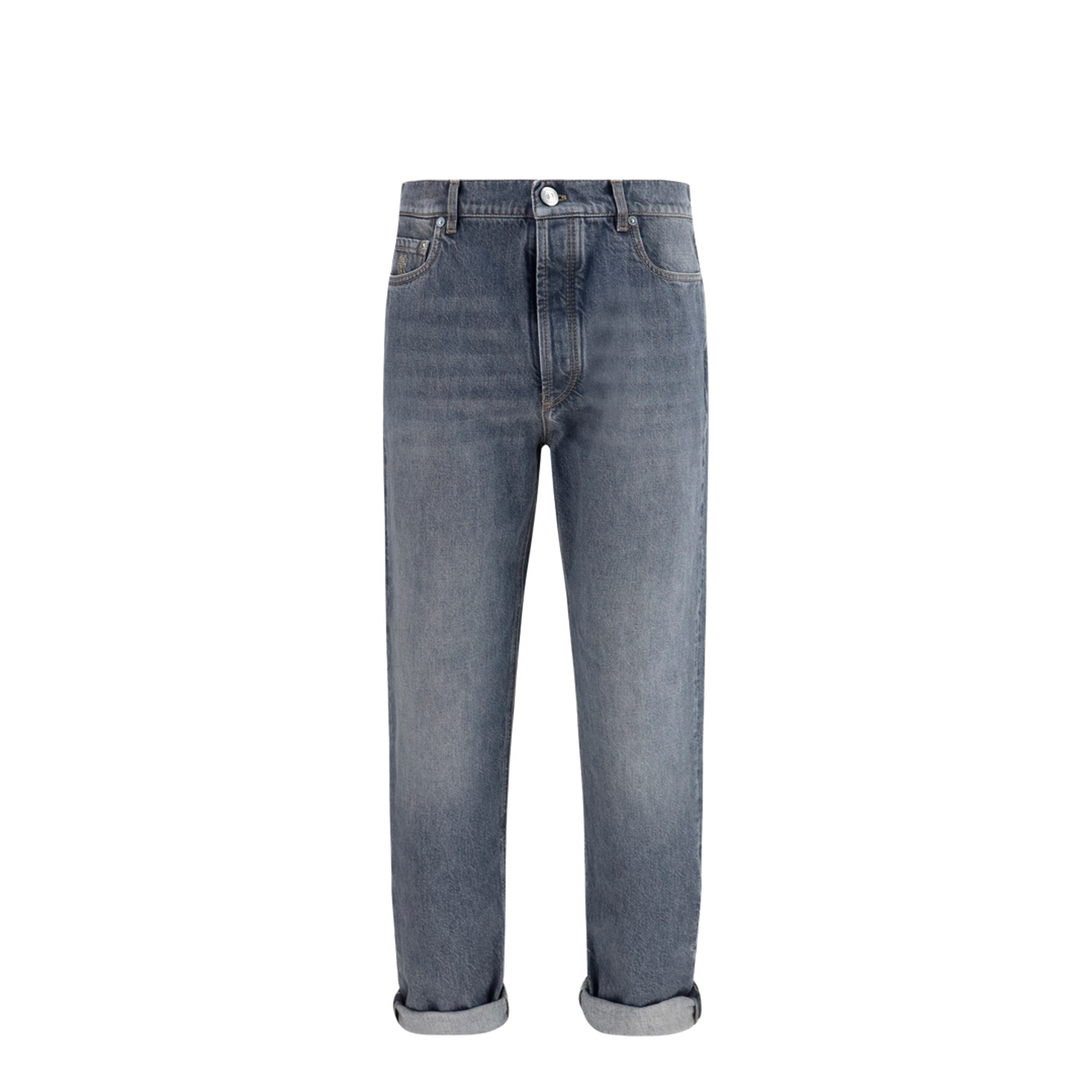 Straight-leg Turn-up Jeans - Image 1