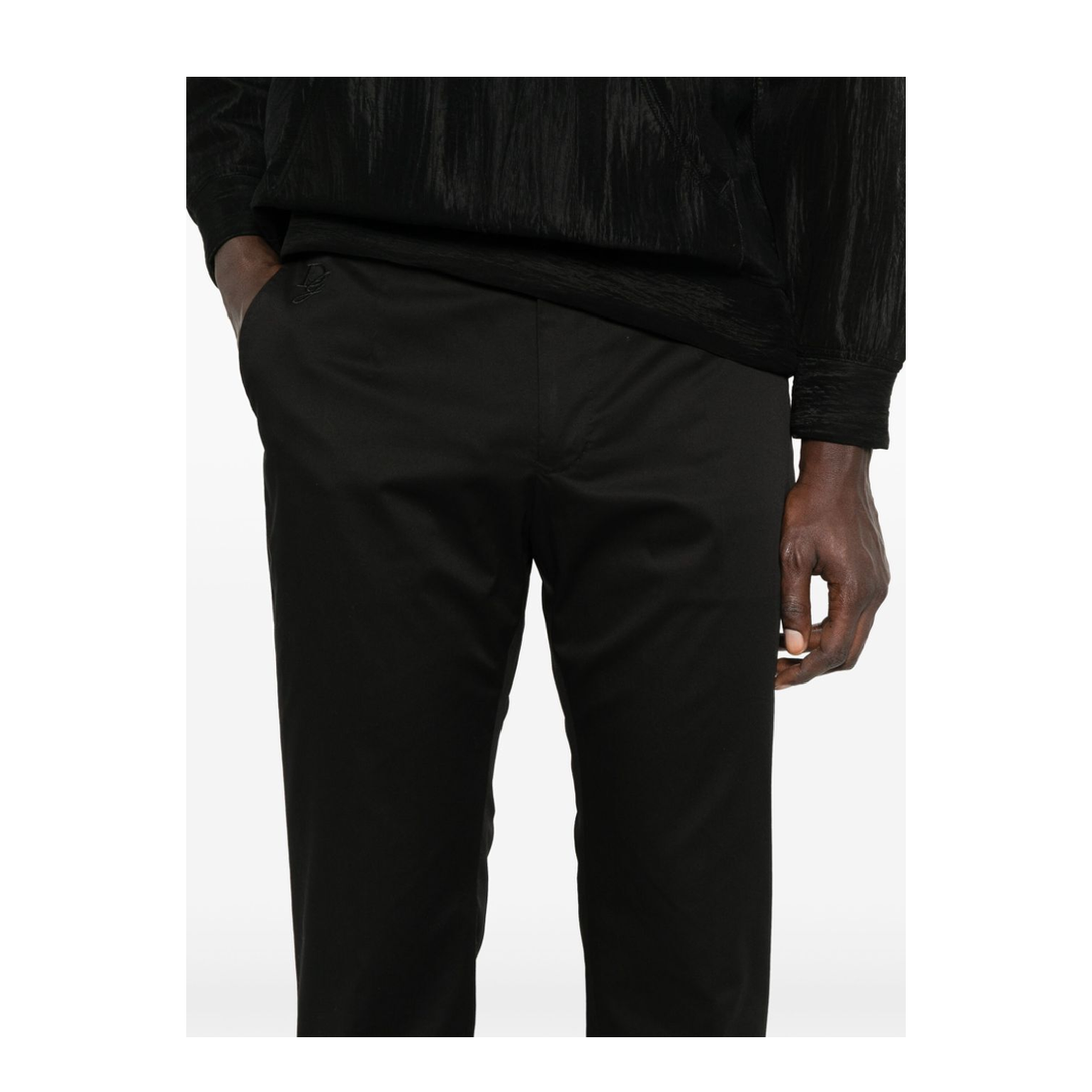 Logo-Embroidered Tapered Leg Cotton Trousers - Image 4