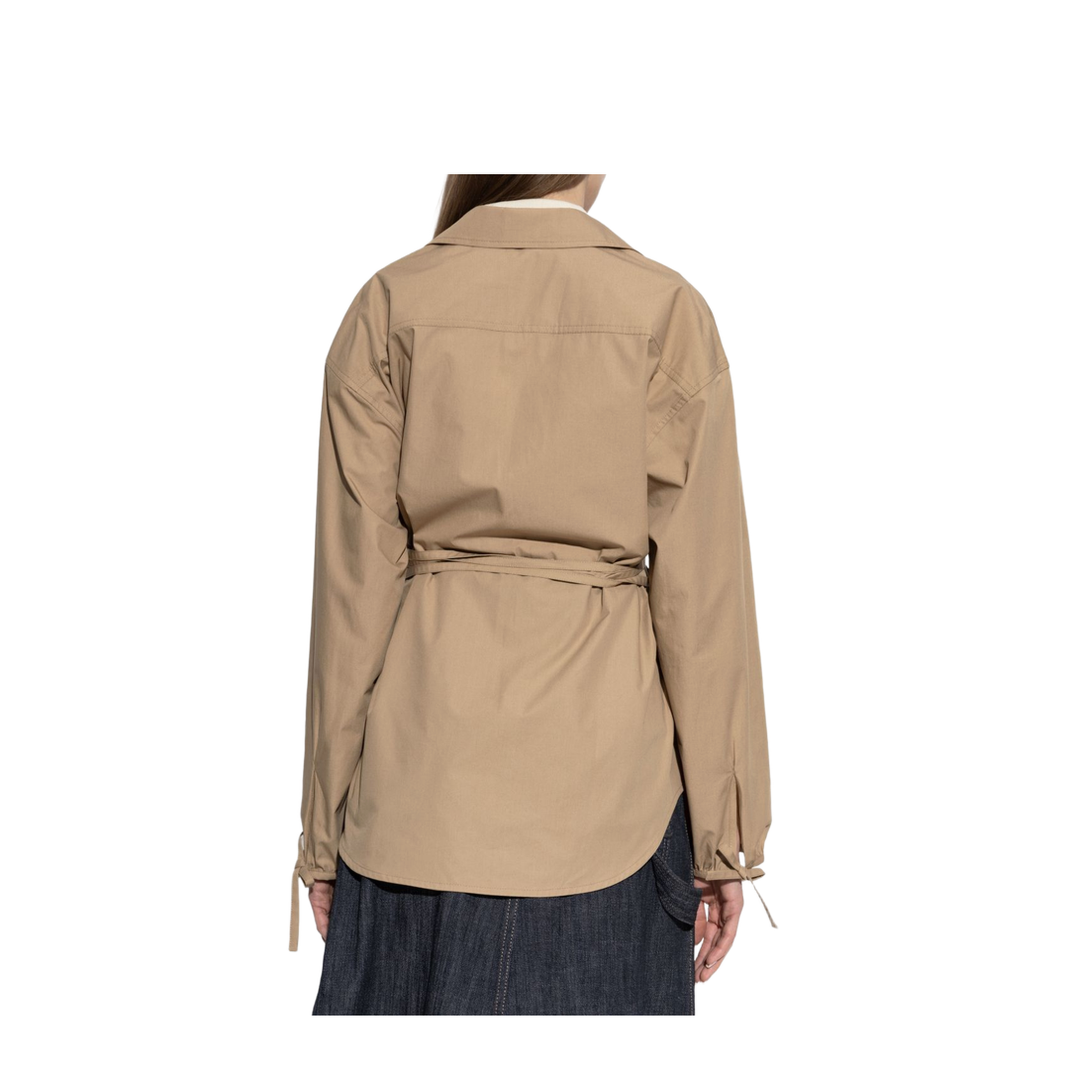 Beige Cotton Poplin Zip-Up Shirt Jacket - Image 3