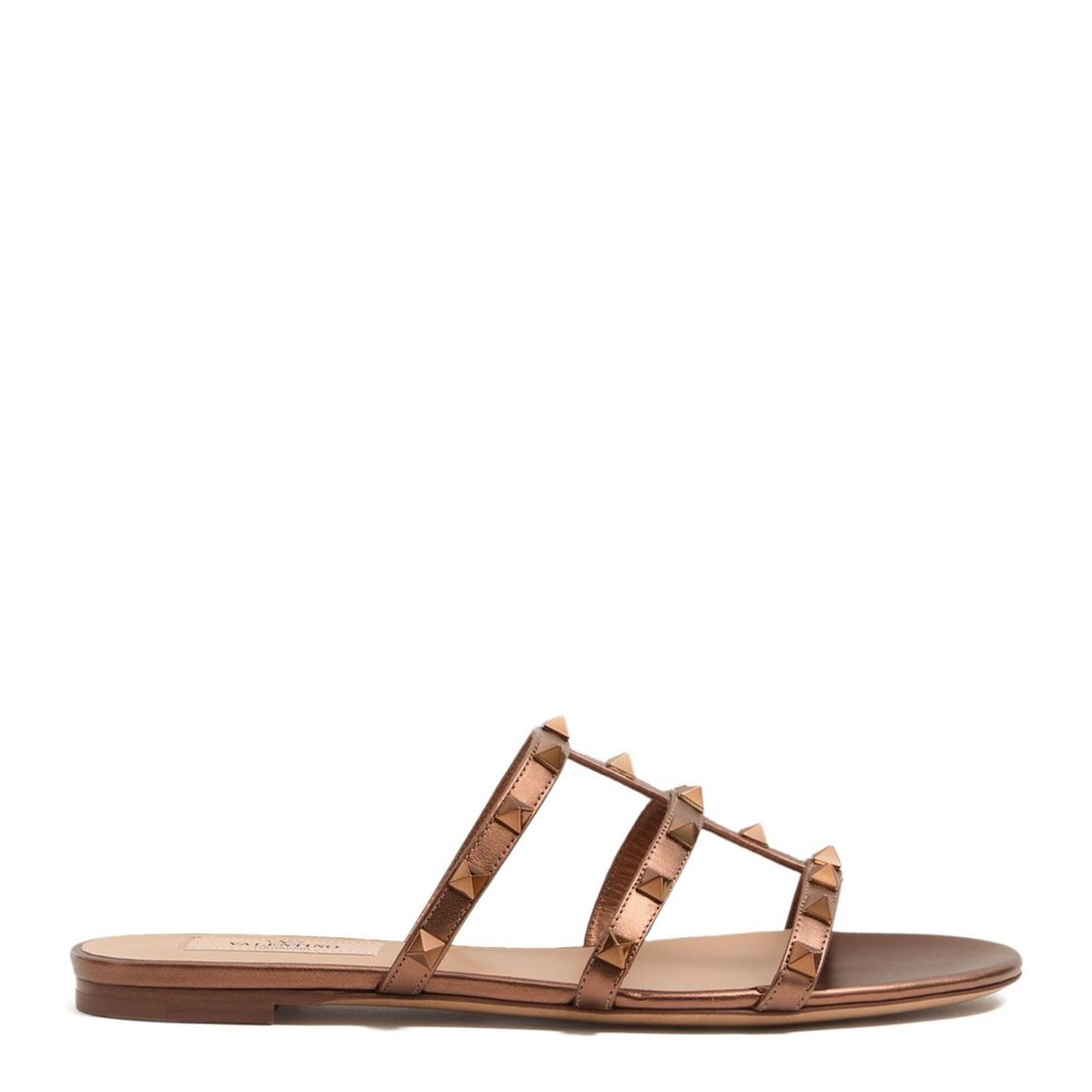 Rockstud Leather Flat Sandals - Image 1