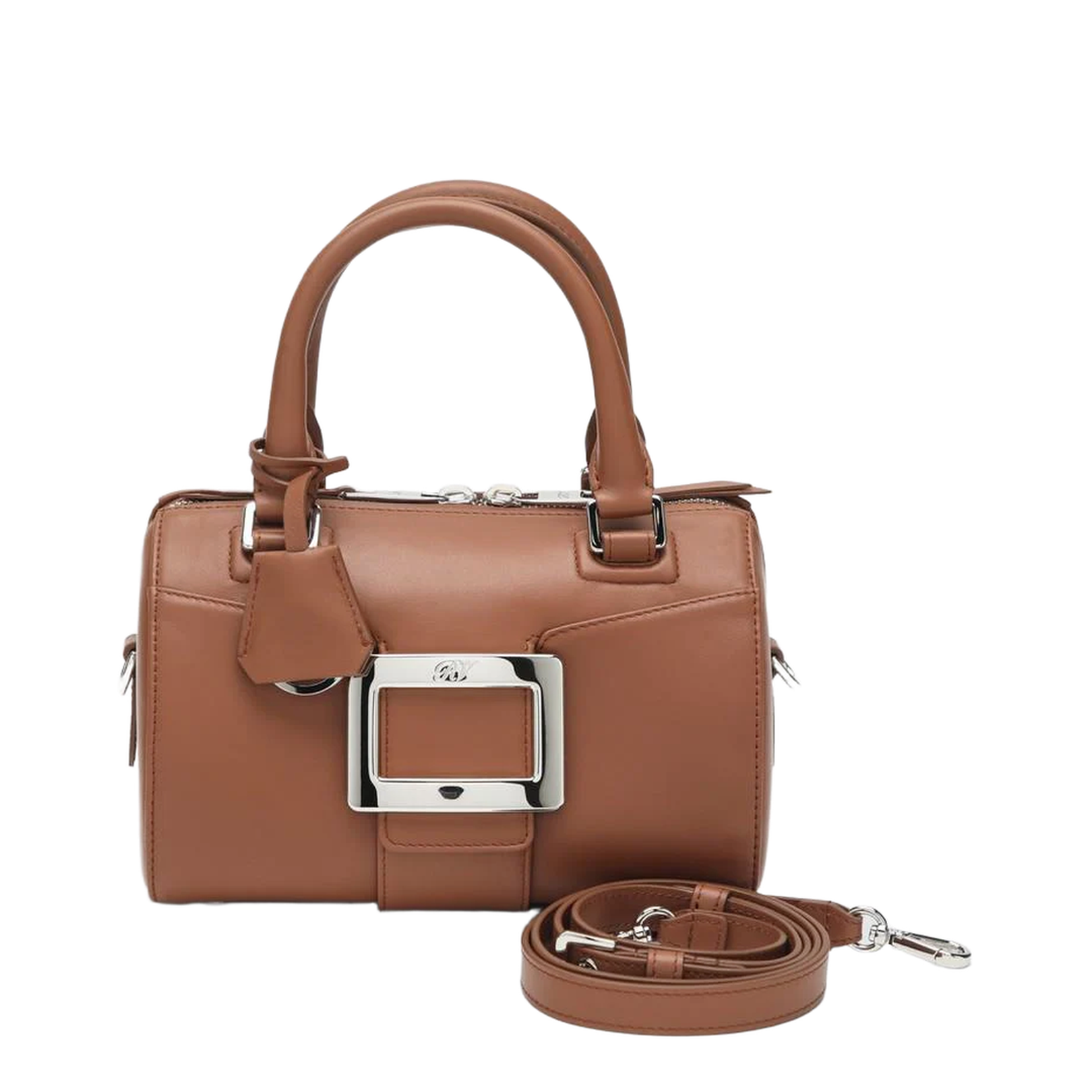 Cognac Coloured Leather Bowling Bag - Image 1