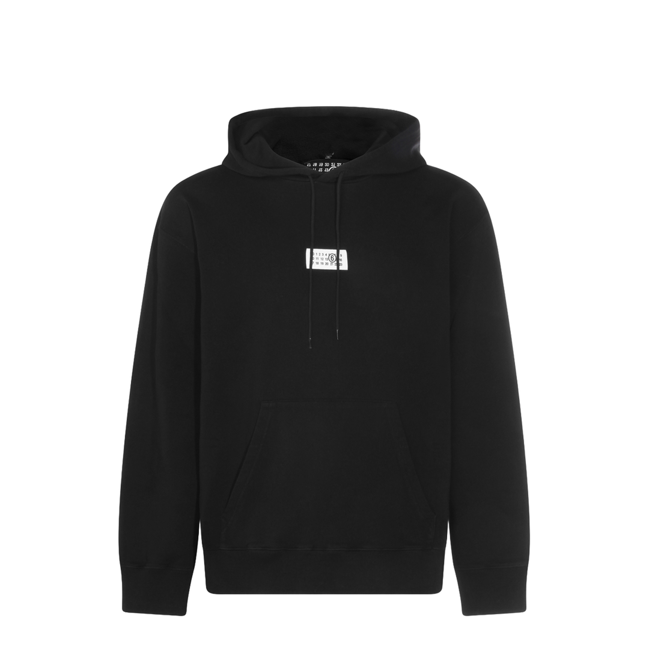 Black Front Pouch Pocket Adjustable Drawstring Hood Ribbed Cuffs Logo Patch Detailing - Image 1