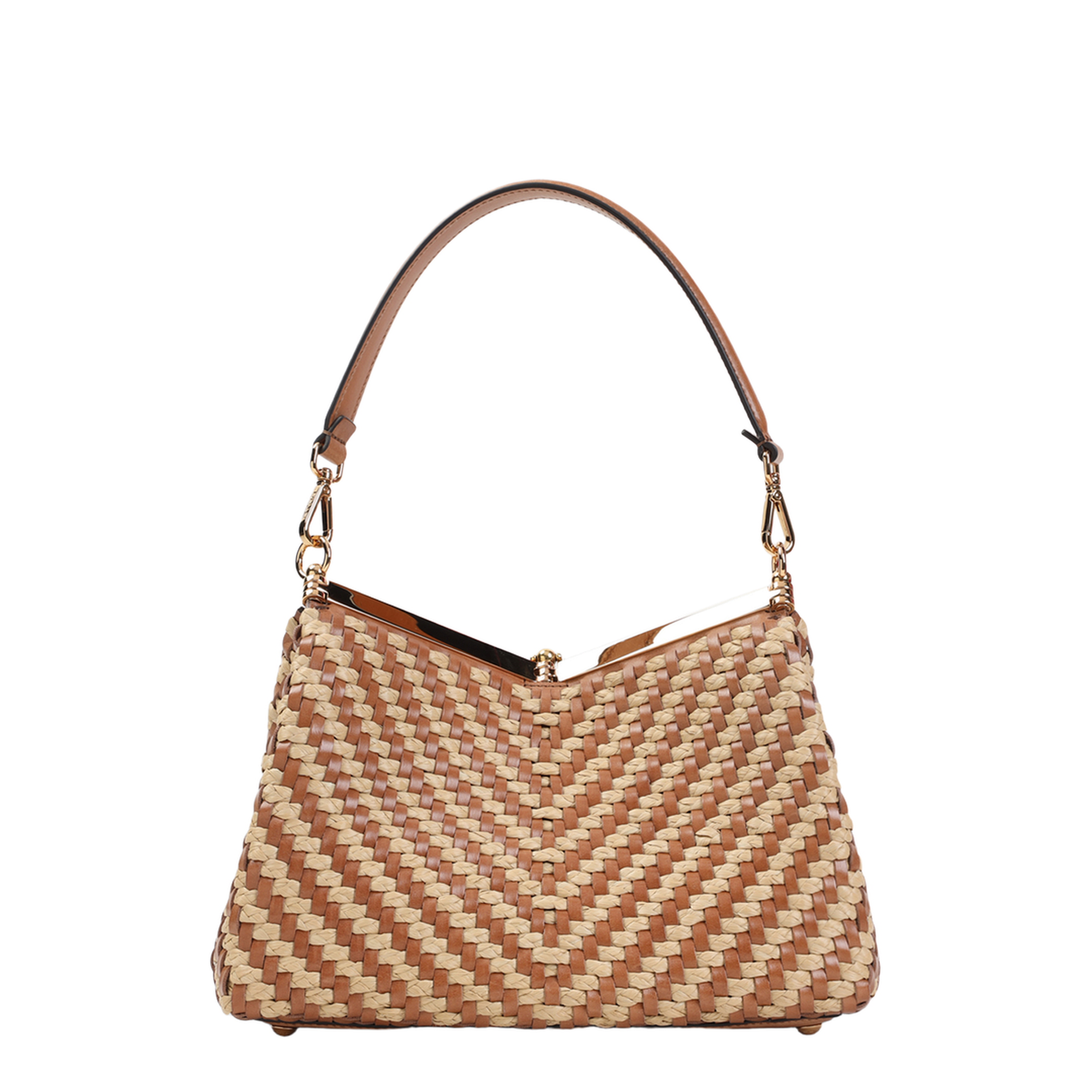 Vela Medium Woven Leather Shoulder Bag - Light Brown (Beige) - Image 4