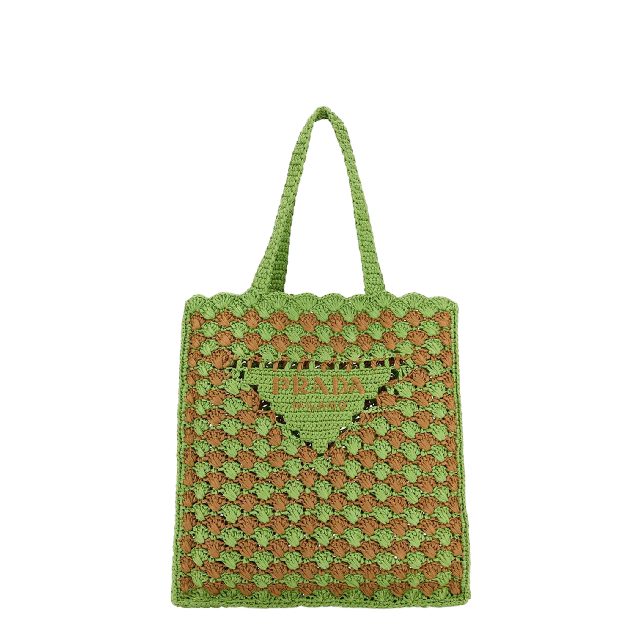Two-Tone Raffia Shopping Bag - Prato Caramel - Image 1
