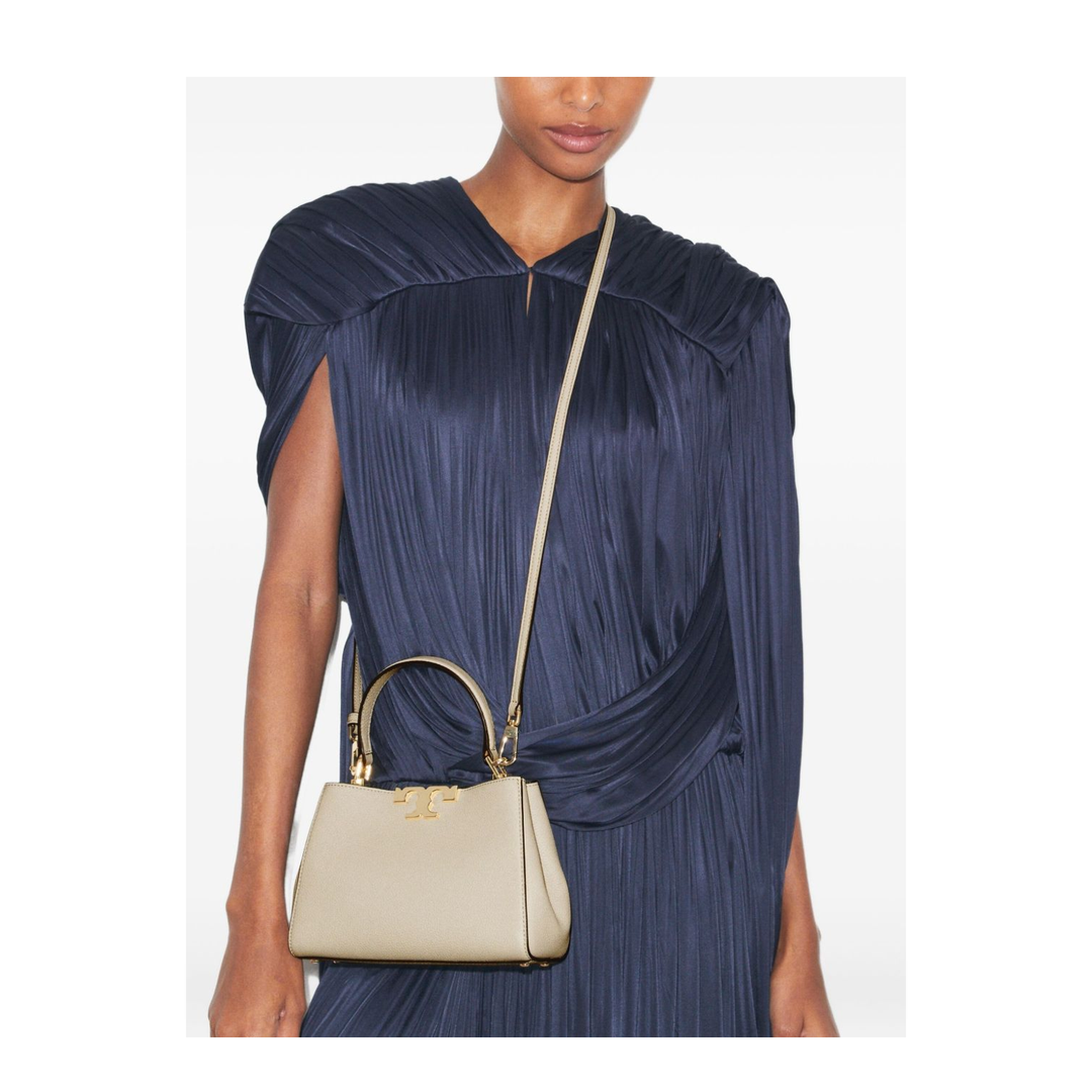 Eleanor Mini Pebbled Satchel - Dove Grey - Image 2