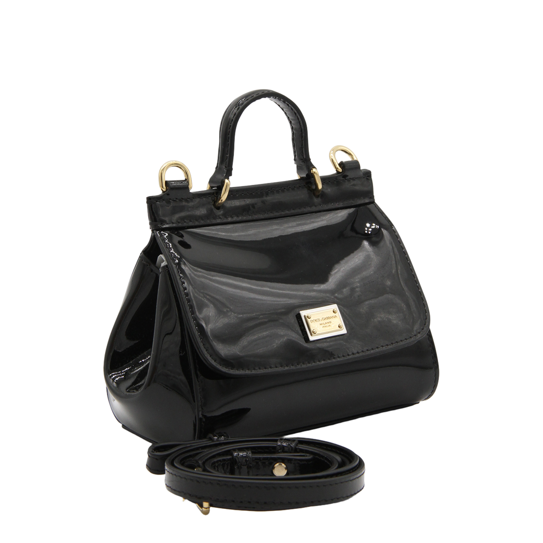 Sicily Mini Patent Leather Bag - Black - Image 4