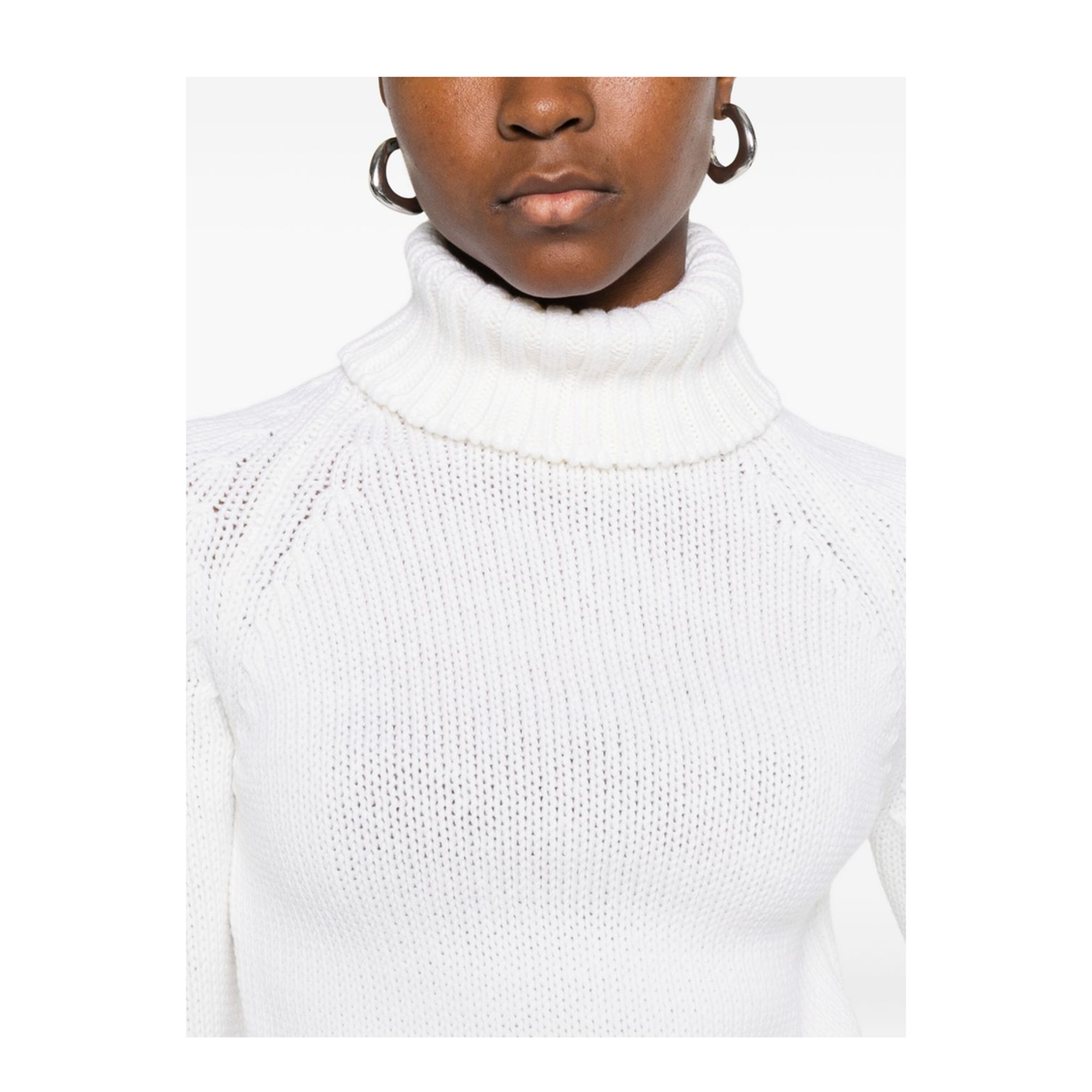 Wool Turtleneck Jumper In White - Image 4