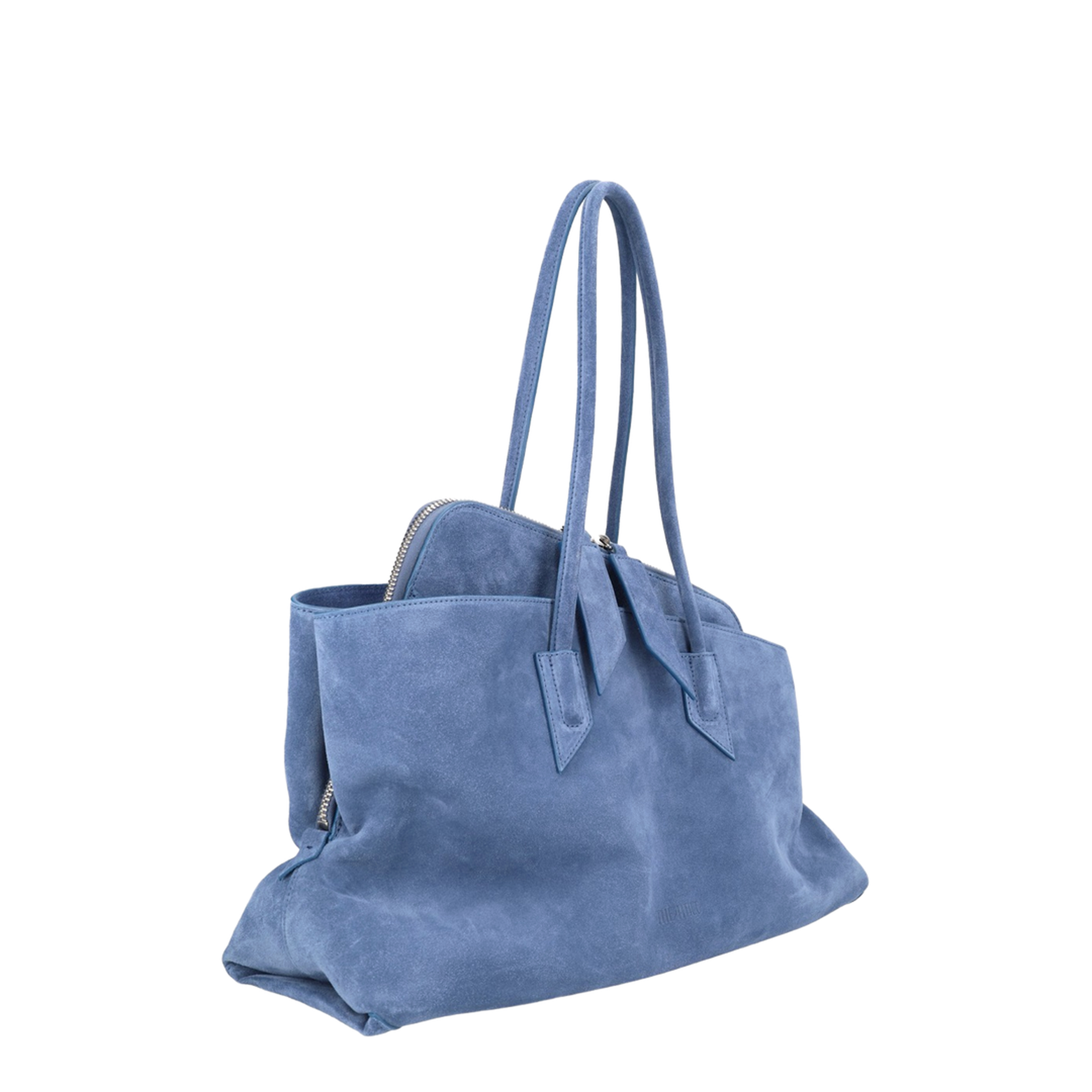 La Passeggiata Medium Suede Top Handle Bag - Sapphire Blue - Image 3
