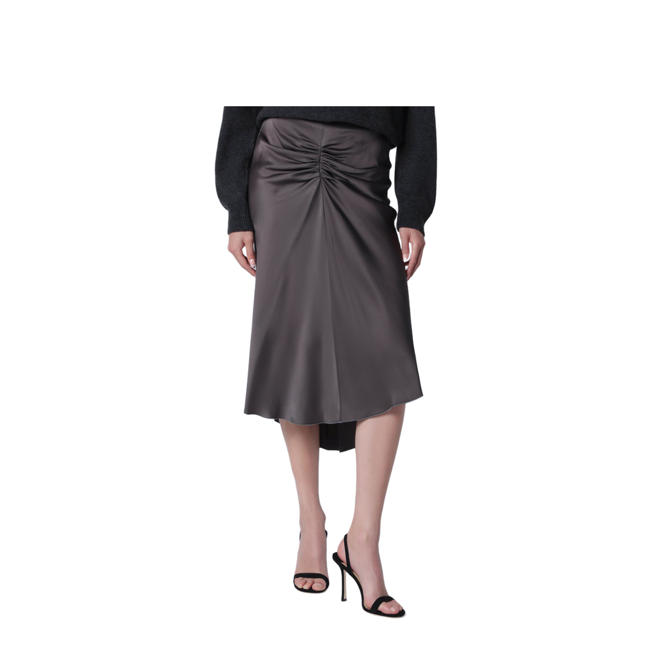 Bela Midi Skirt in Crêpe Satin Gold - Image 1