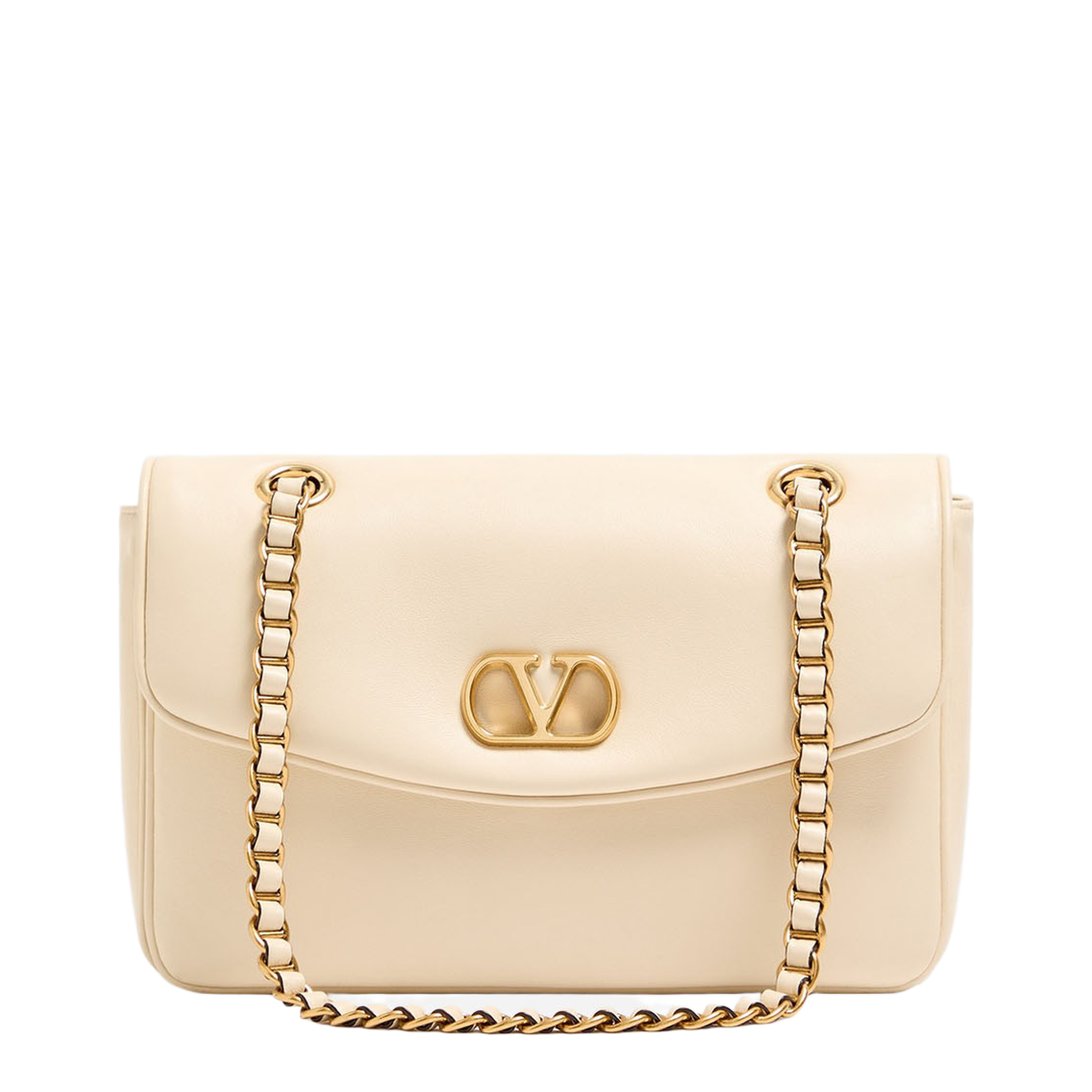 Djuna Medium Nappa Leather Chain Shoulder Bag - Ren Ivory White - Image 1