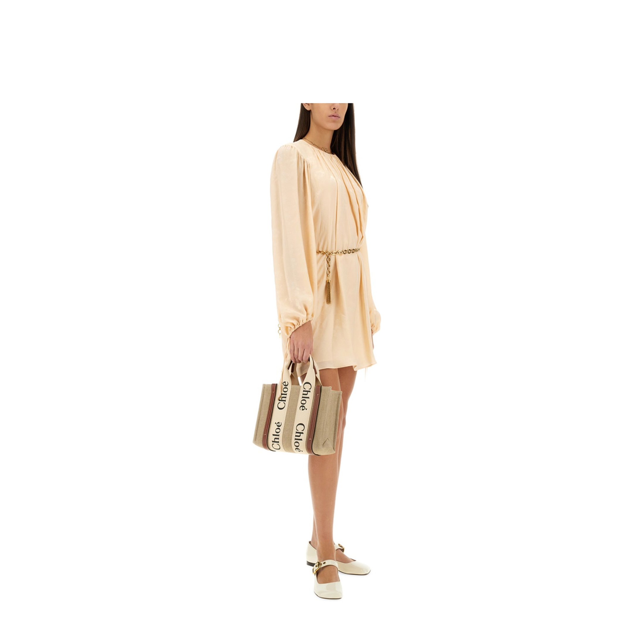 Silk Shirred Mini Dress - Image 2