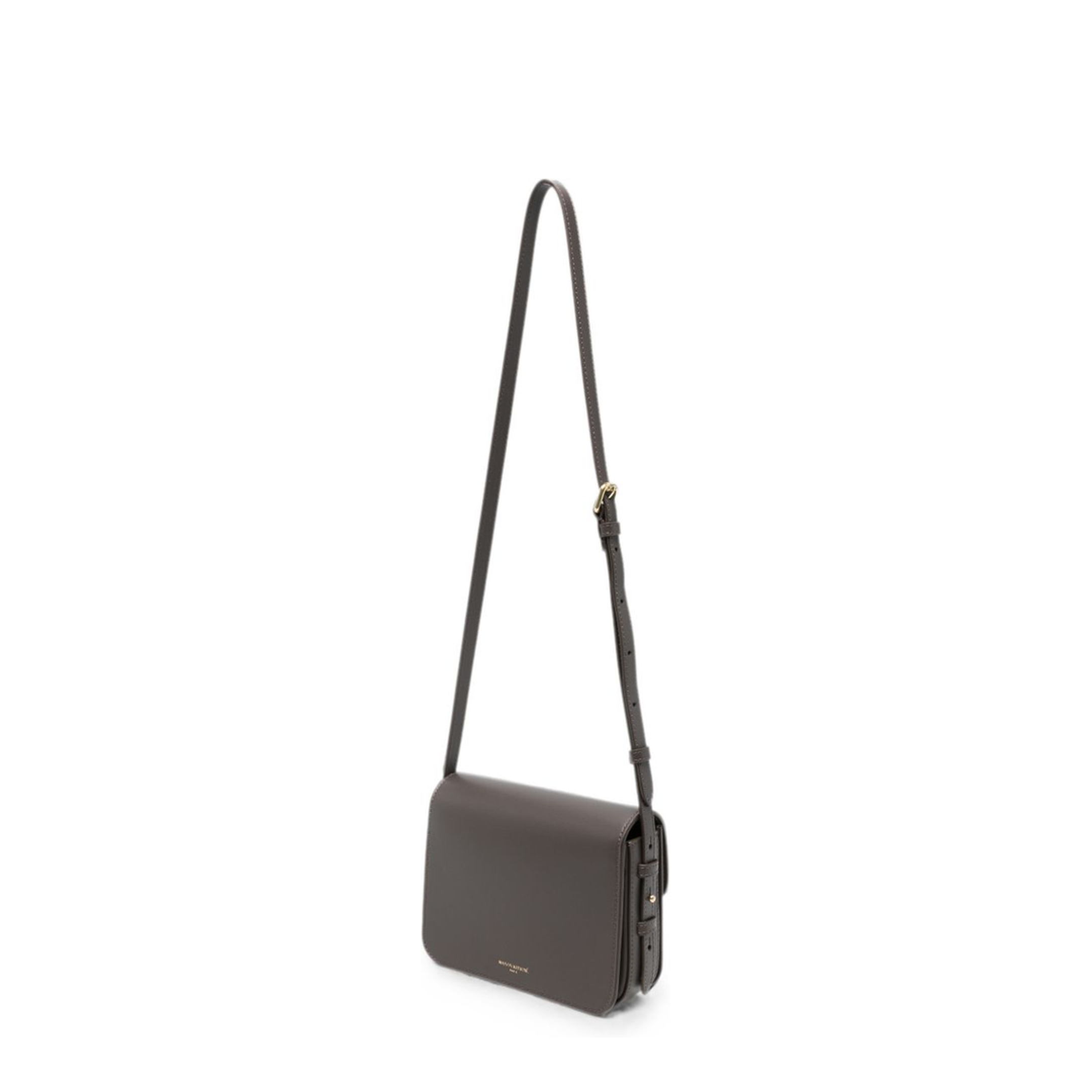 Small Matte Leather Crossbody Bag - Brown - Image 3