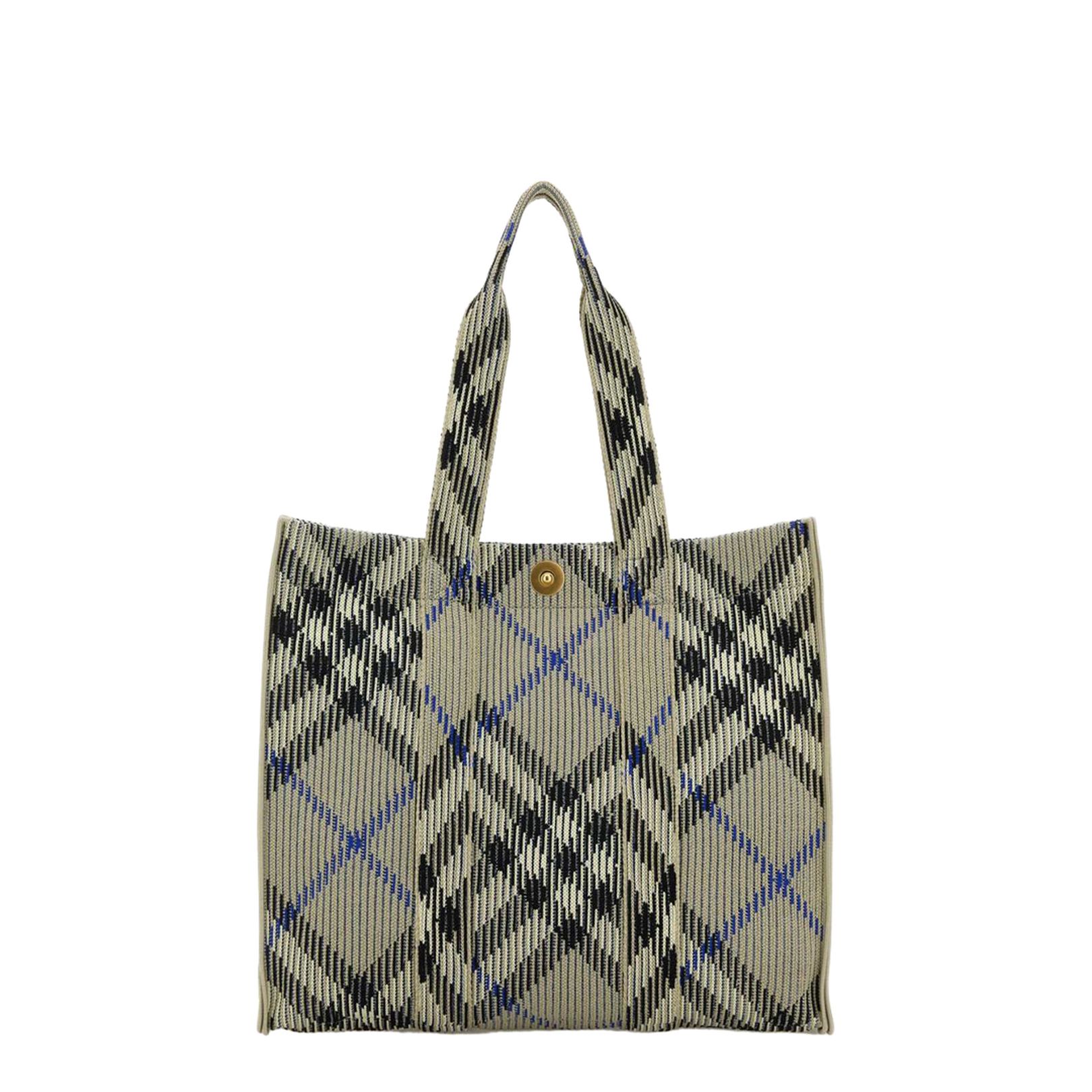 Embroidered Canvas Medium Check Shopping Bag - Image 1