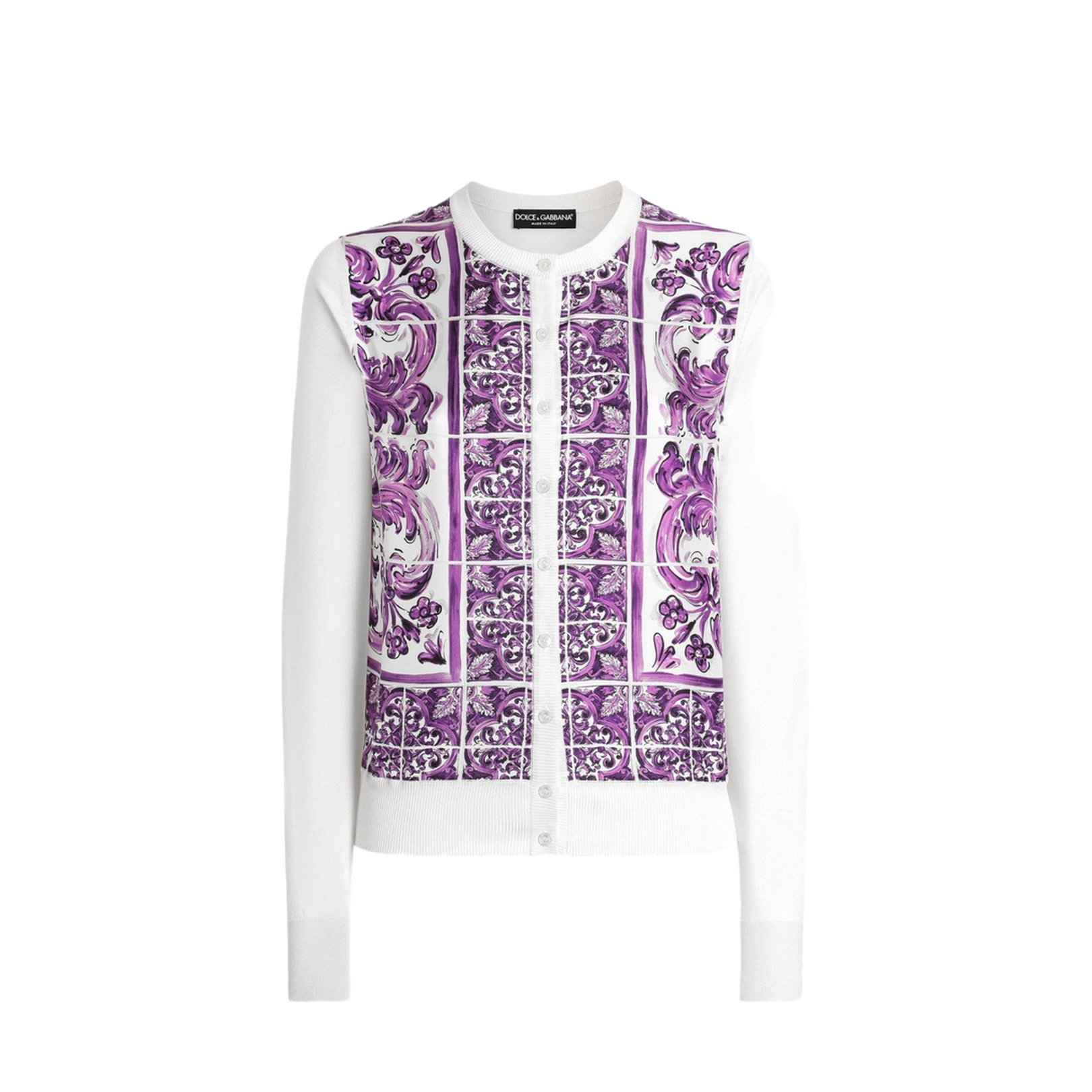 Majolica-print silk cardigan - Image 1