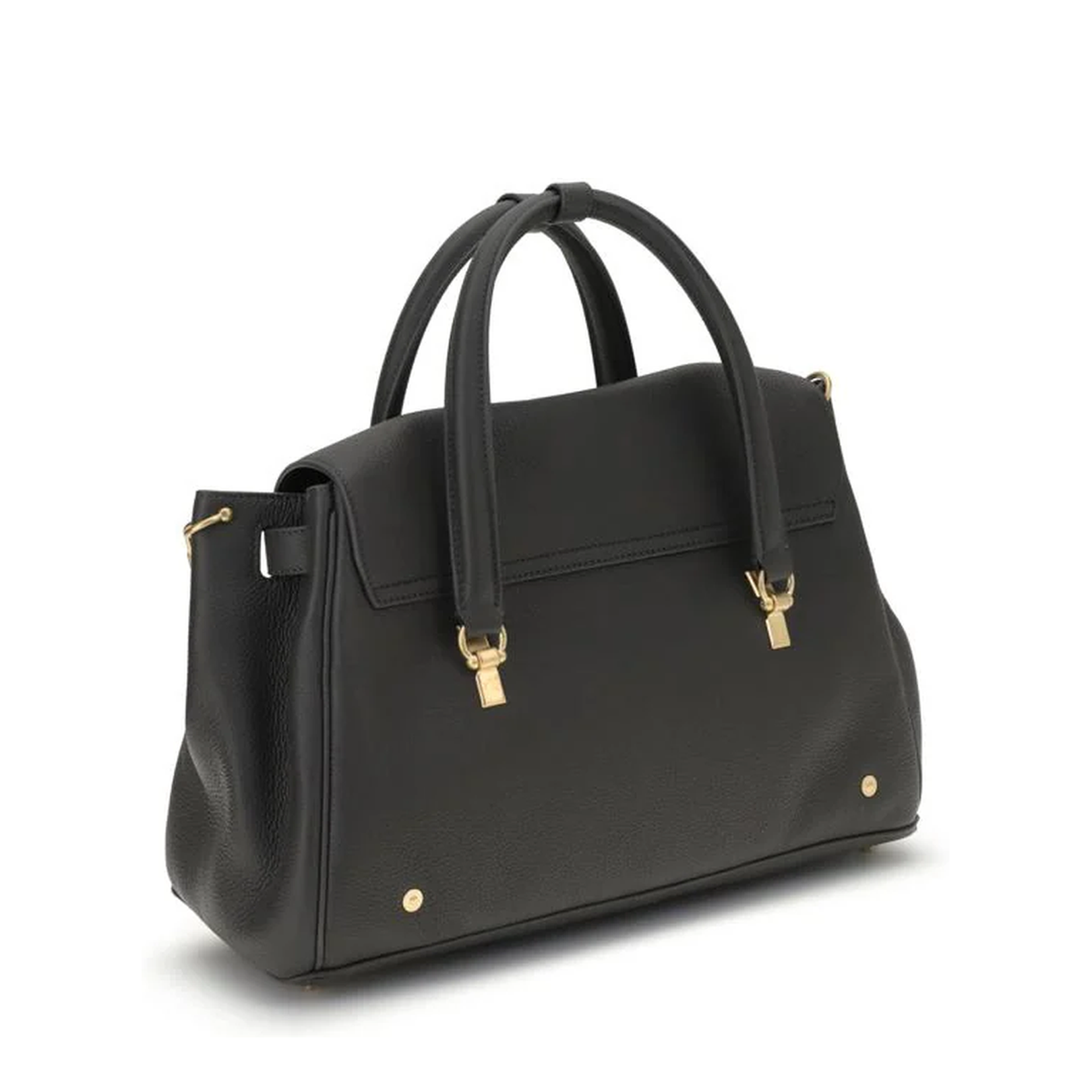 Leather Chain Strap Shoulder Bag Black - Image 3