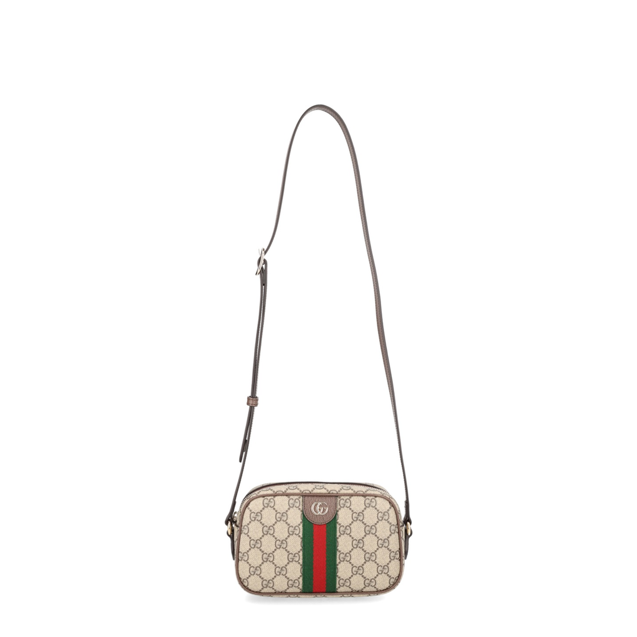 Ophidia Small Camera Bag in Beige and Brown GG Fabric - Image 1