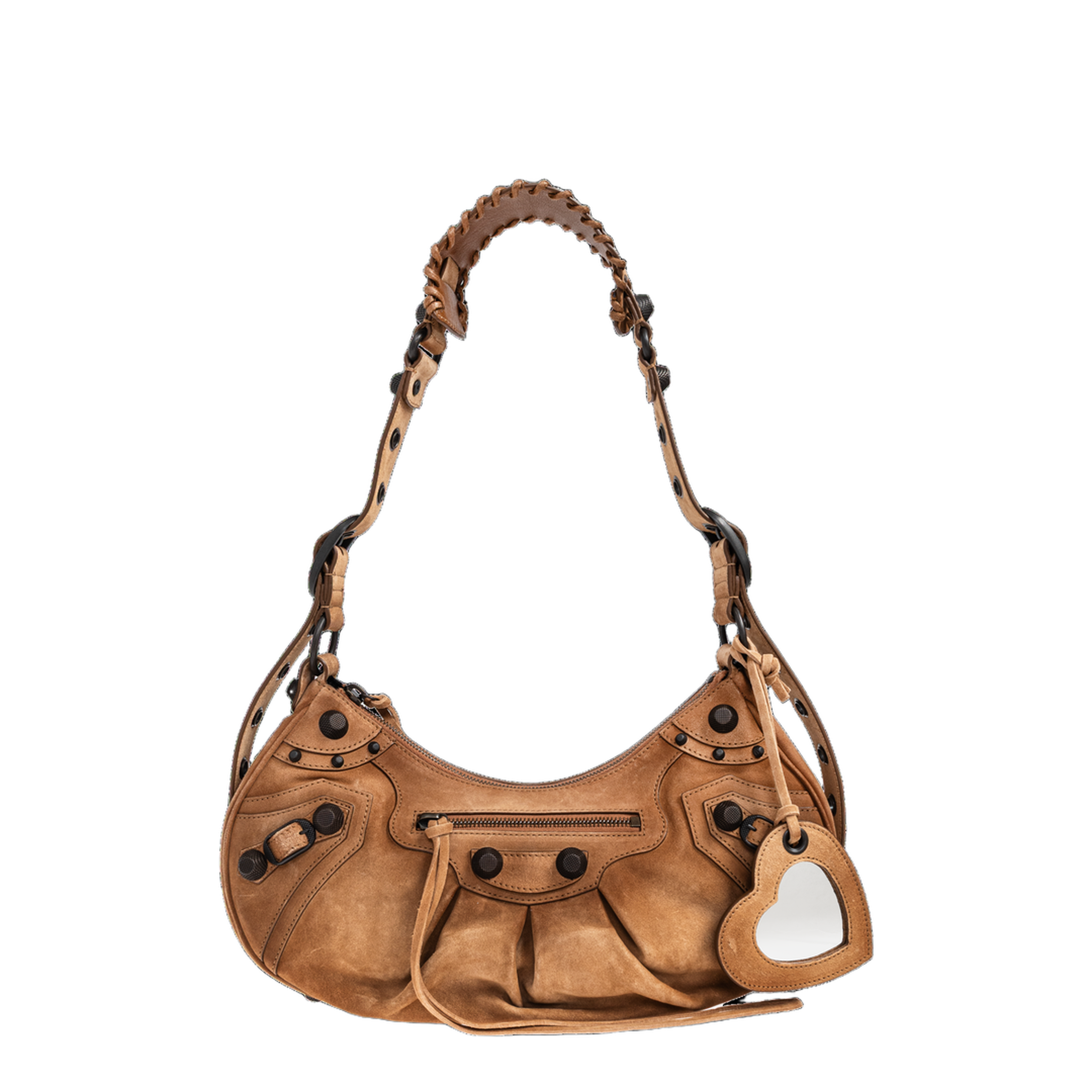 Le Cagole Small Waxed Suede Calfskin Shoulder Bag - Camel - Image 5