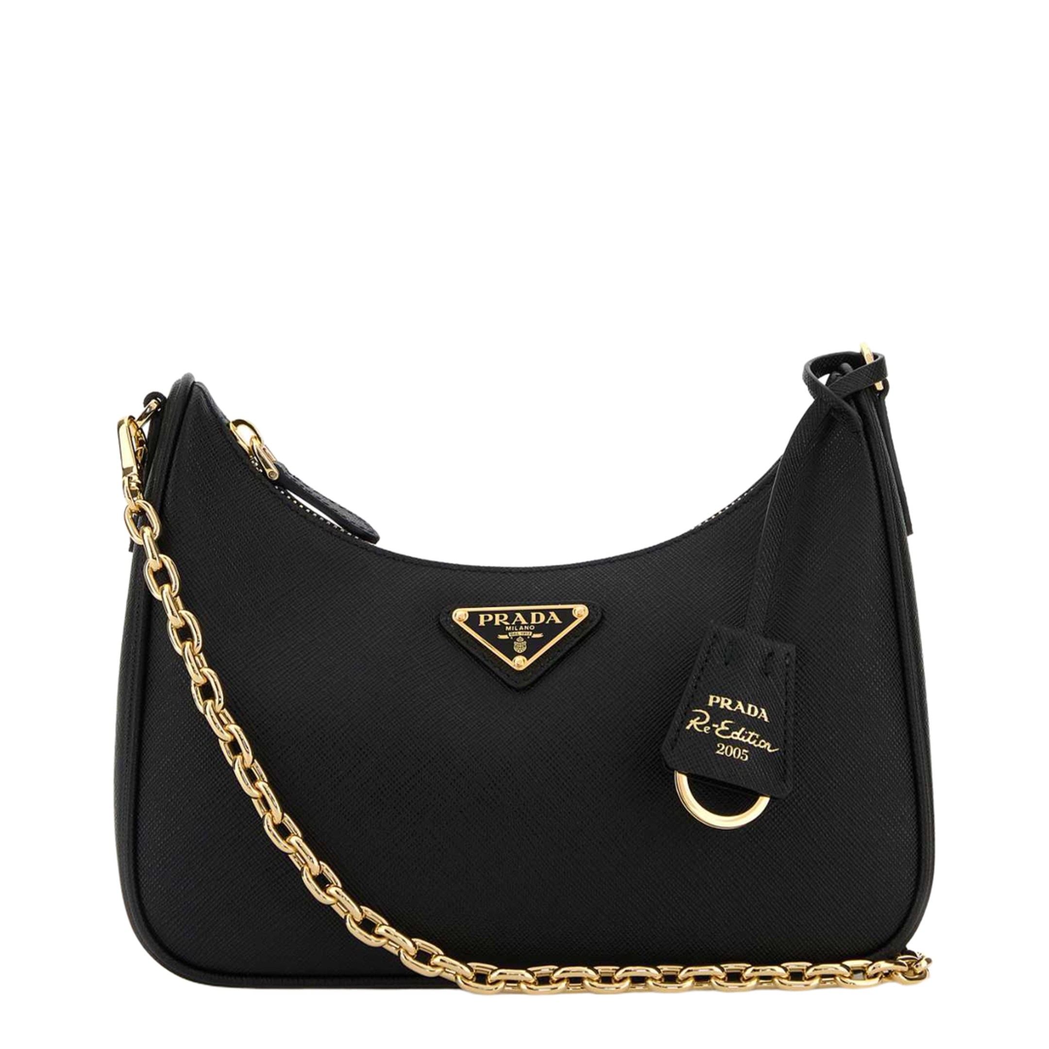 Re-Edition 2005 Leather Shoulder Bag Black - Image 5