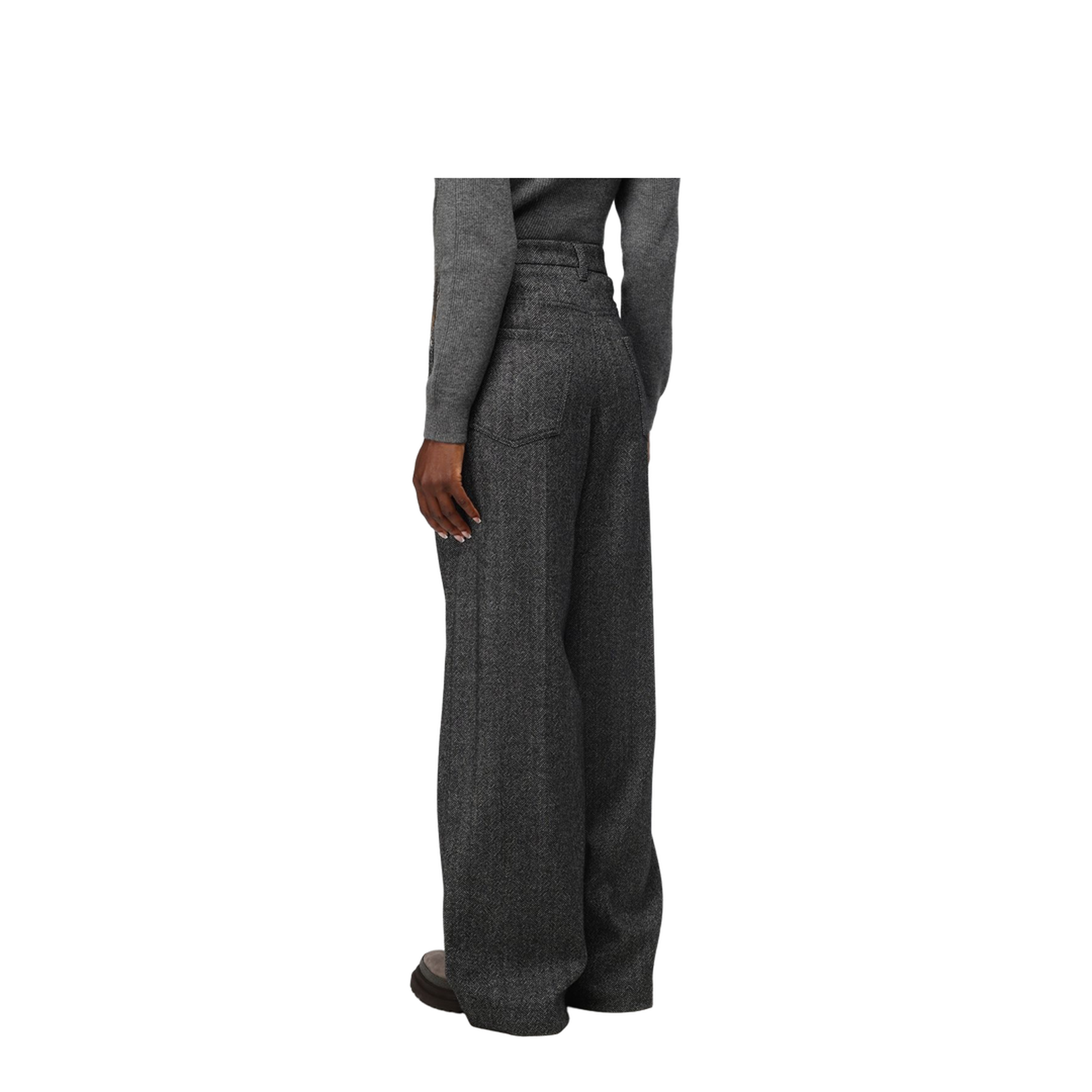 Loose Sartorial Chevron Carded Techno Wool Trousers - Image 5