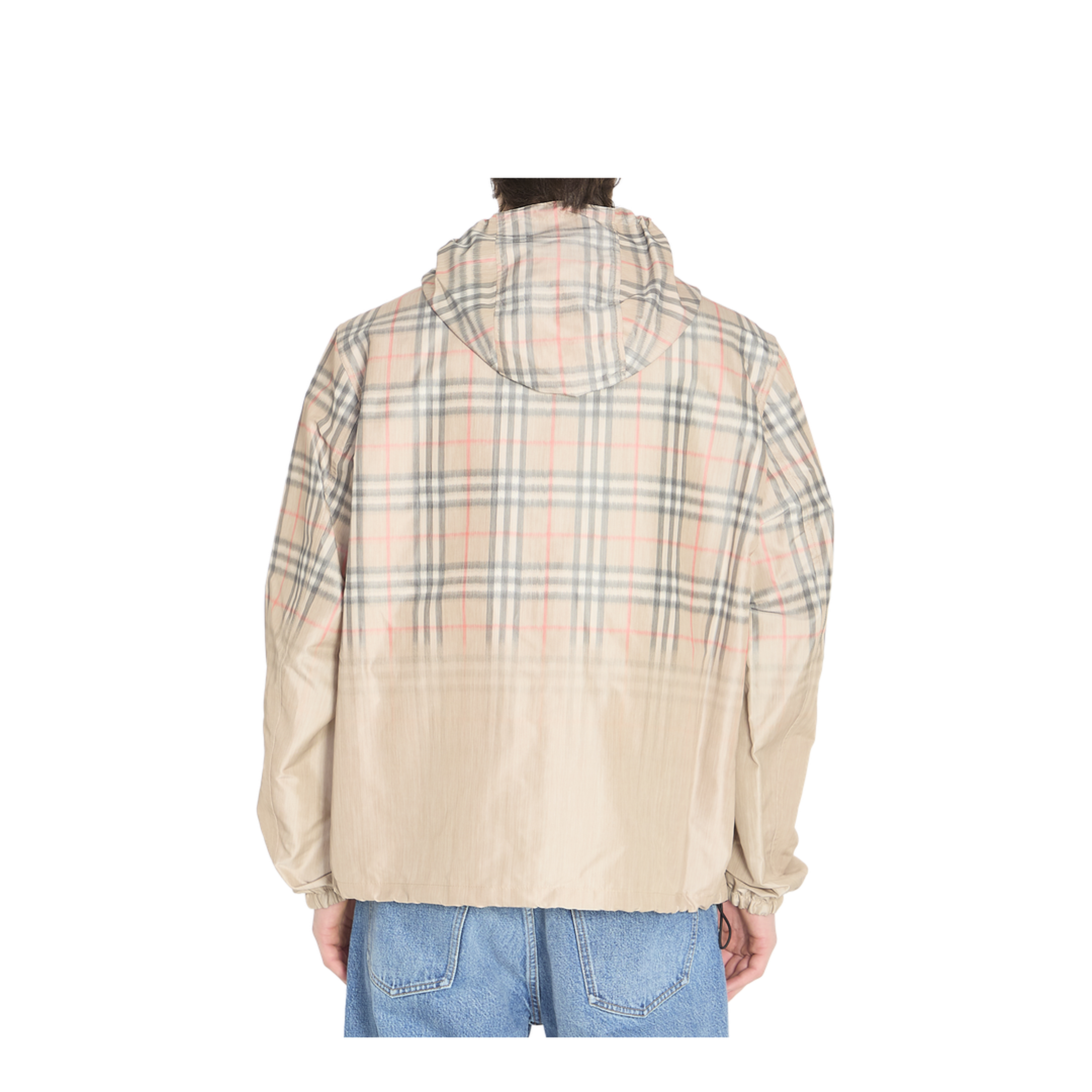 Hooded Jacket With Faded Check - Image 4