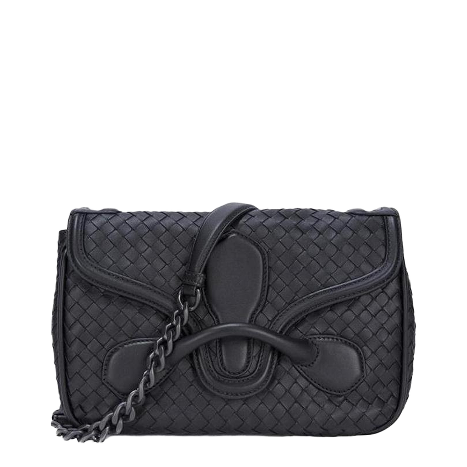 Intrecciato Leather Shoulder Bags - Black - Image 1